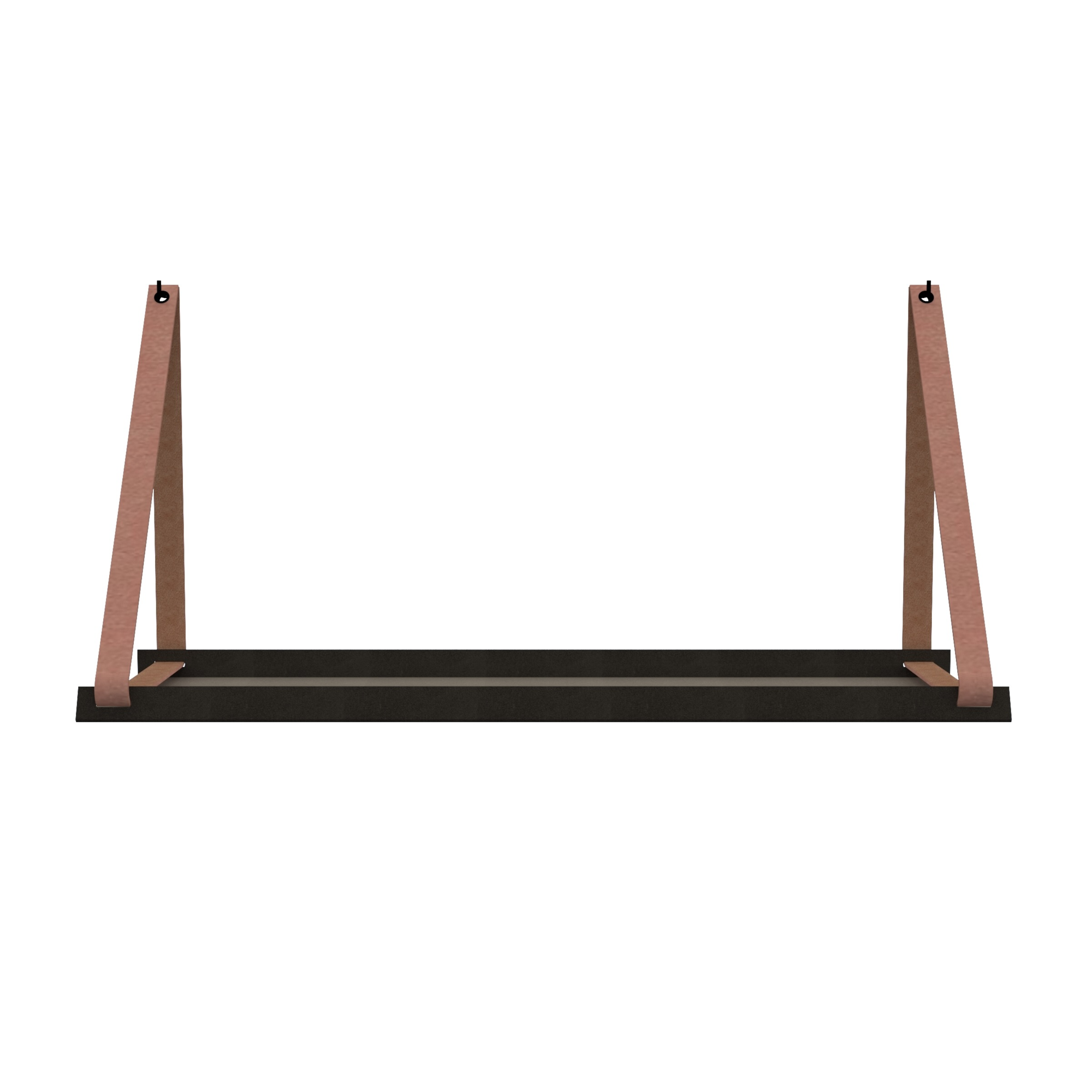 Stalen wandplank 98x20cm - incl. leren plankdragers
