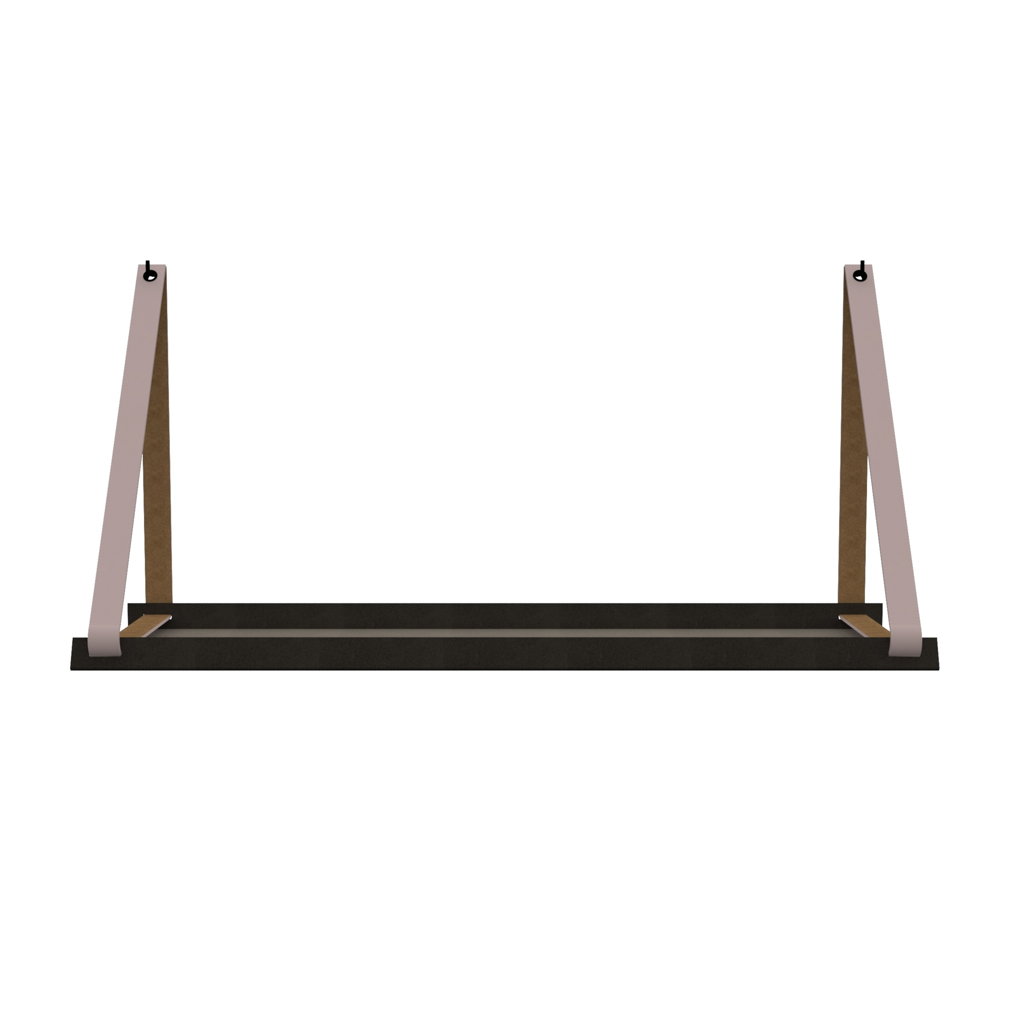 Stalen wandplank 98x20cm - incl. leren plankdragers