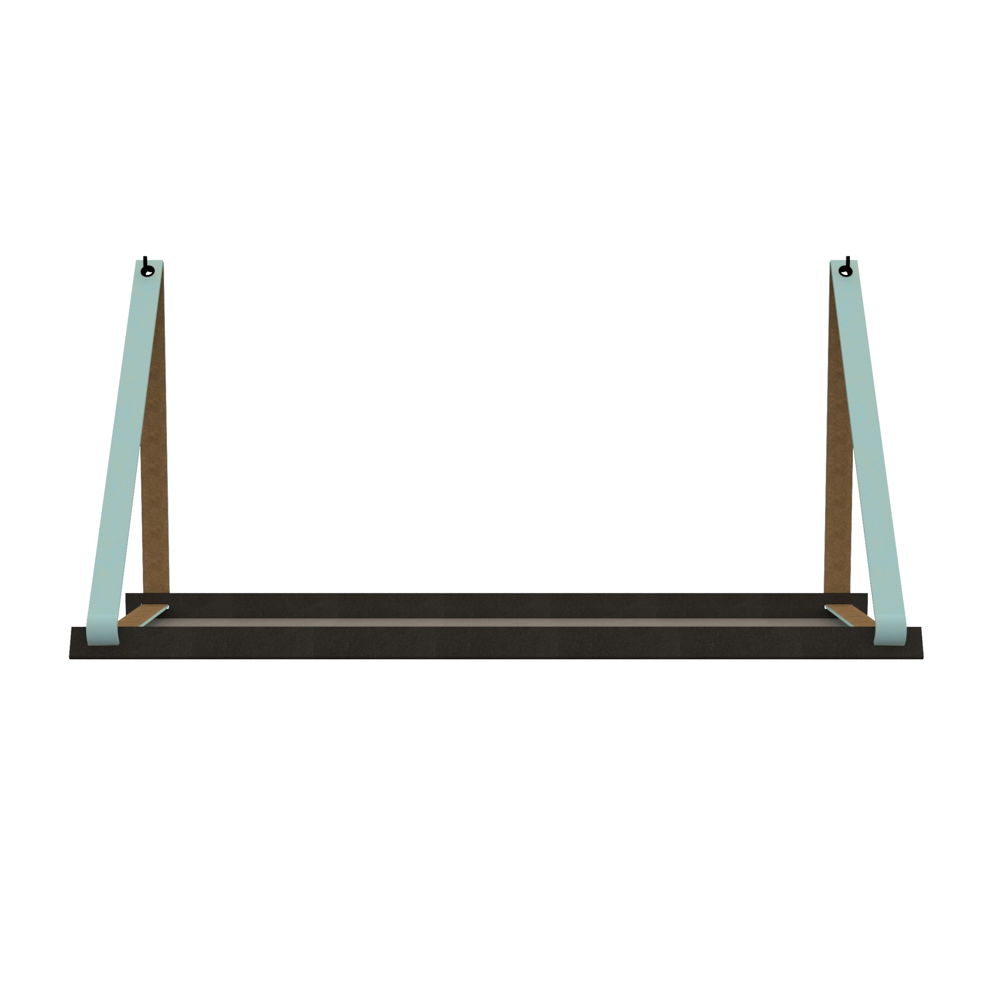 Stalen wandplank 98x20cm - incl. leren plankdragers