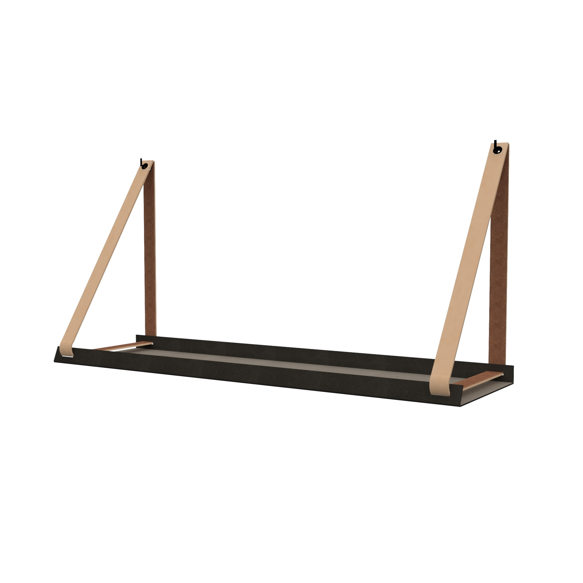 Stalen wandplank 98x20cm - incl. leren plankdragers