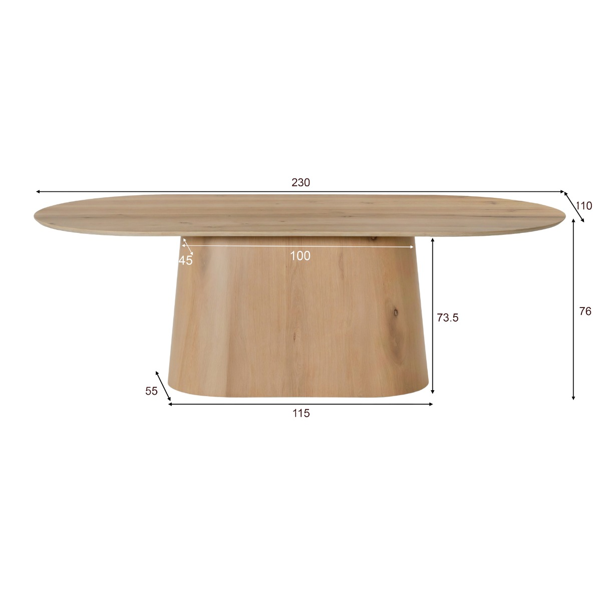 Arlo Eettafel Ovaal 230cm