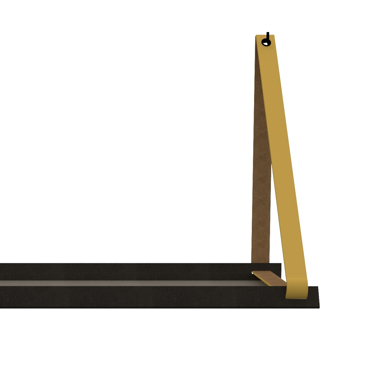 Stalen wandplank 98x20cm - incl. leren plankdragers