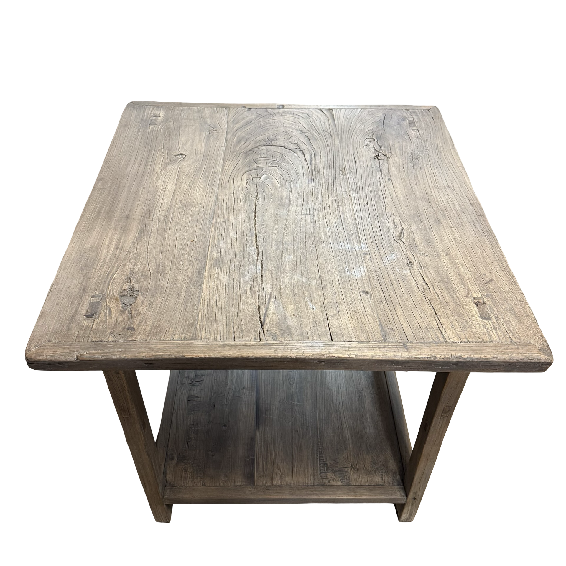 Bijzettafel vierkant met onder plank naturel