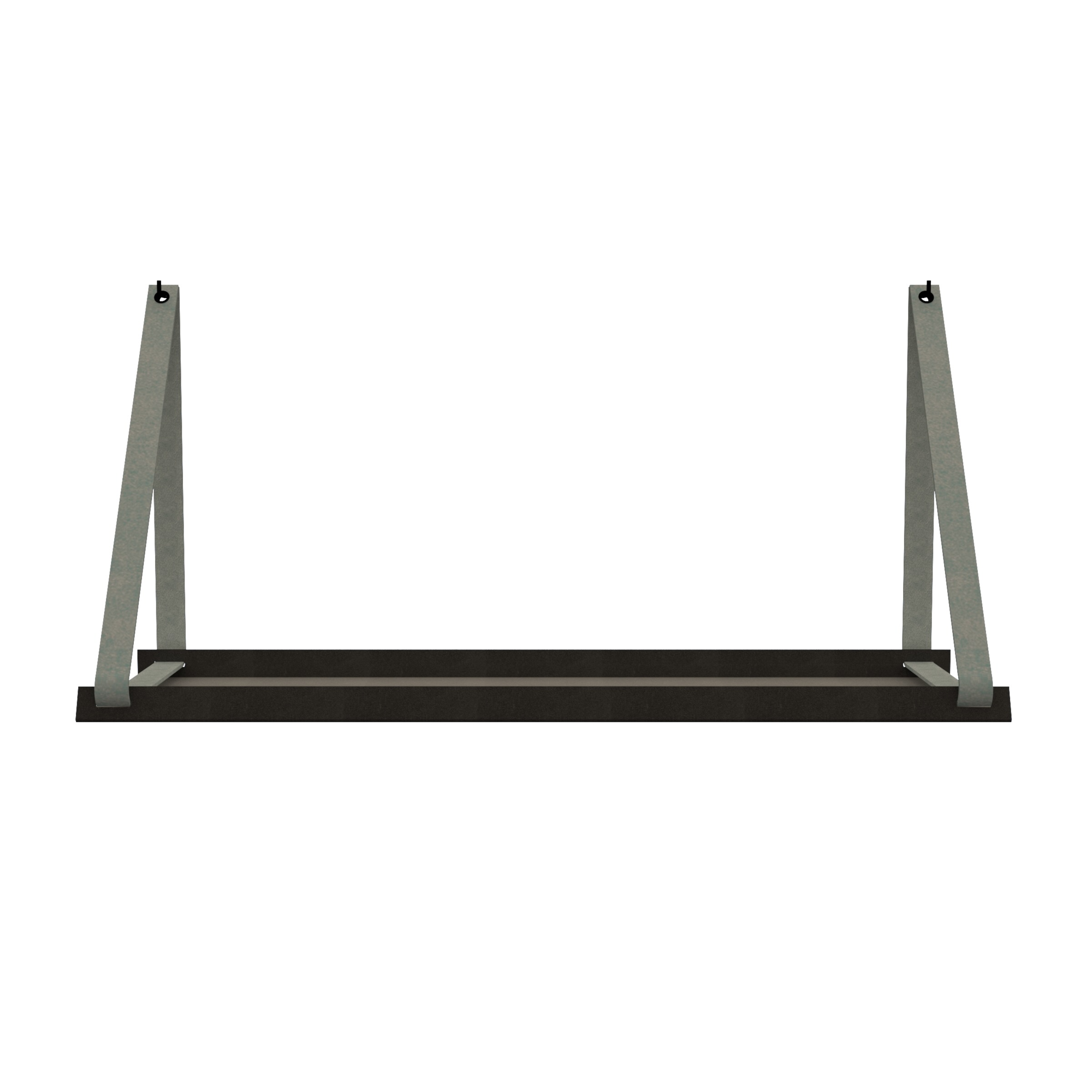 Stalen wandplank 98x20cm - incl. leren plankdragers