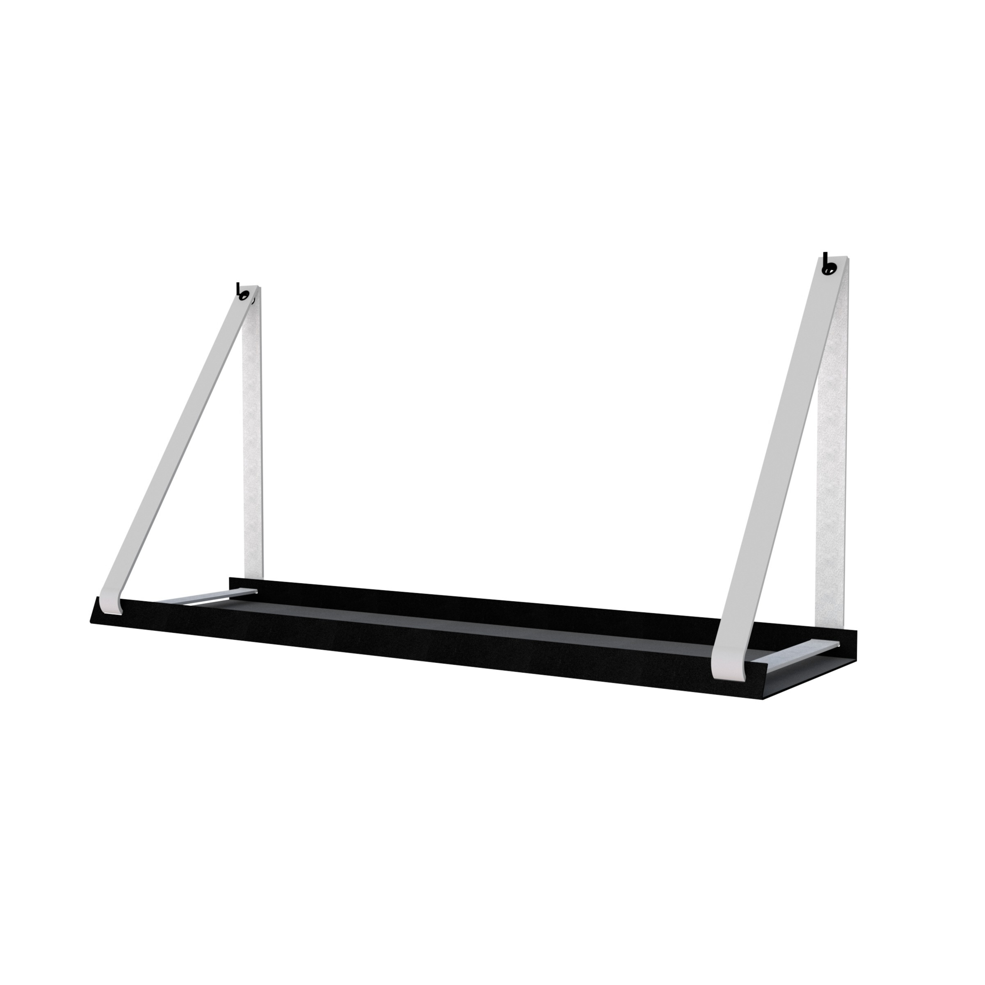 Stalen wandplank 98x20cm - incl. leren plankdragers