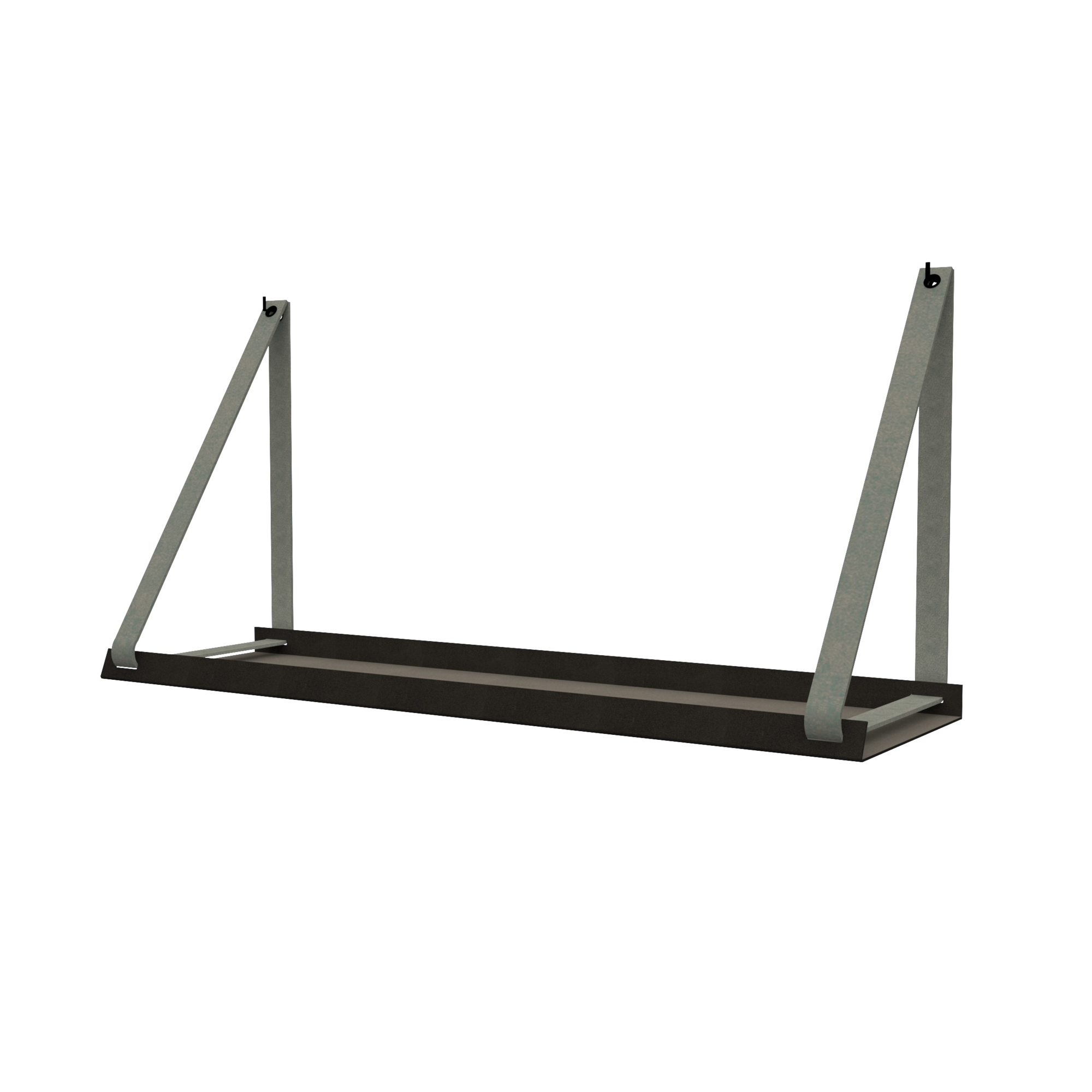 Stalen wandplank 98x20cm - incl. leren plankdragers