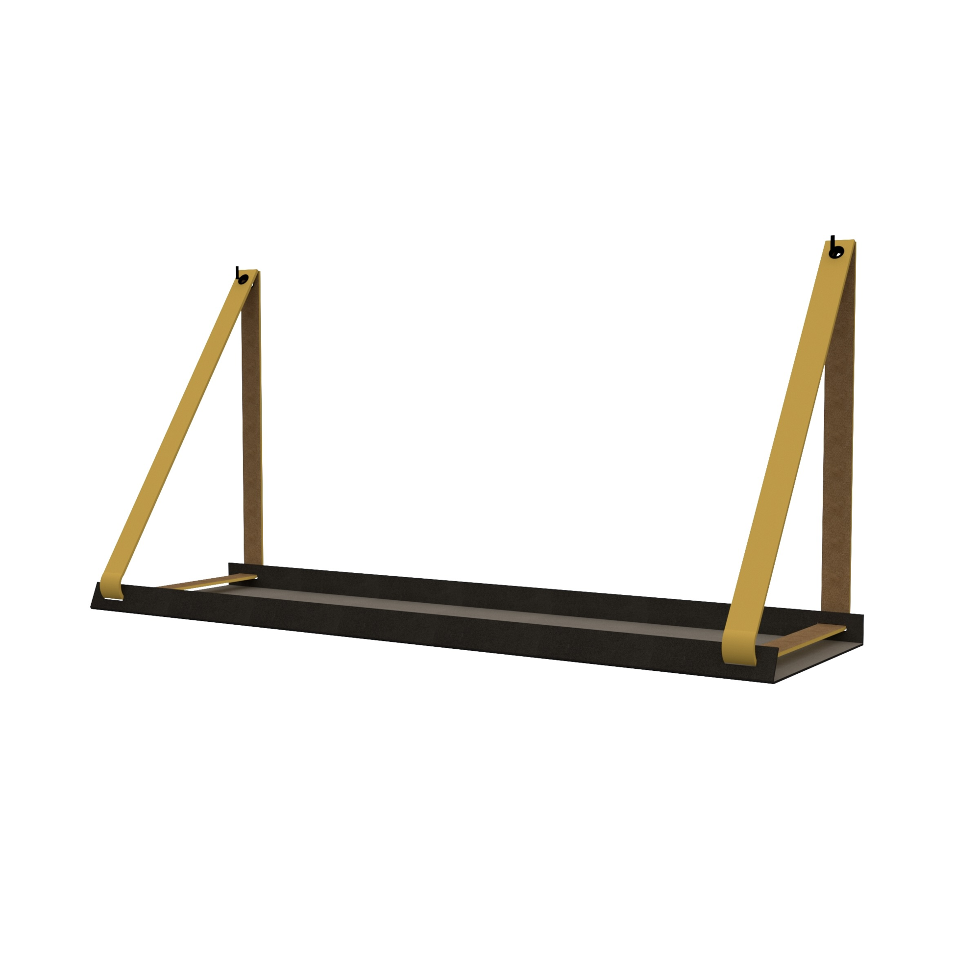 Stalen wandplank 98x20cm - incl. leren plankdragers