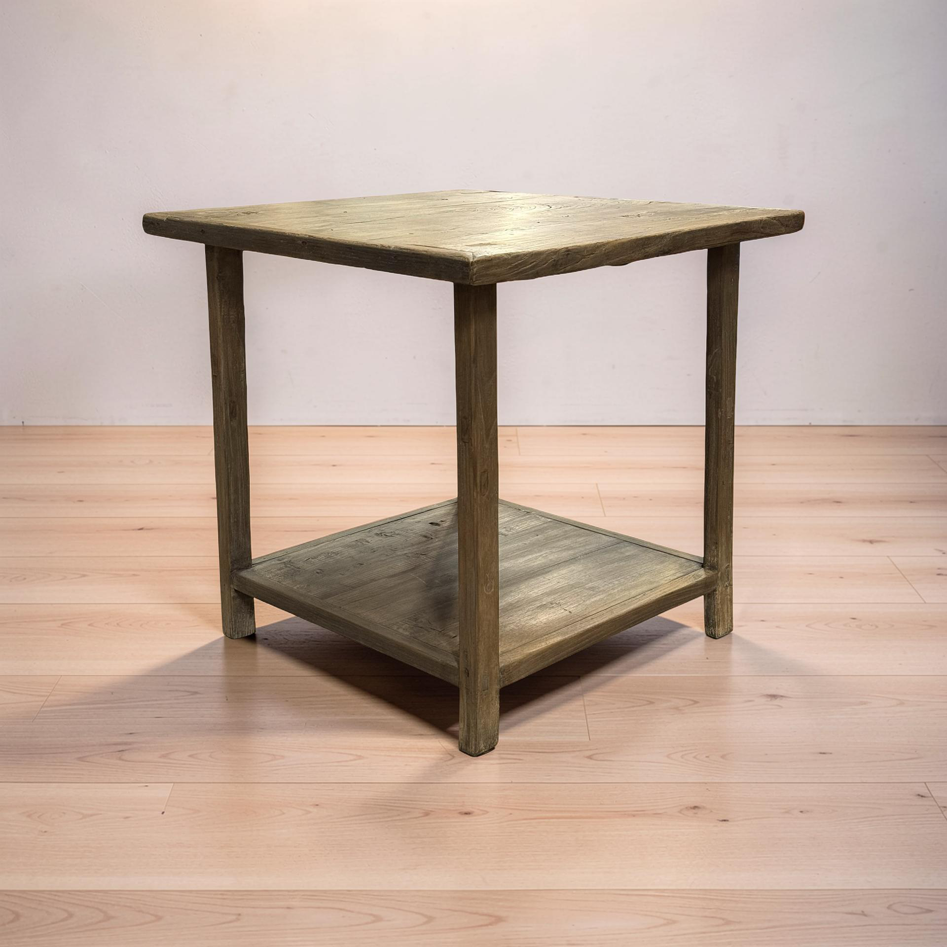 Bijzettafel vierkant met onder plank naturel