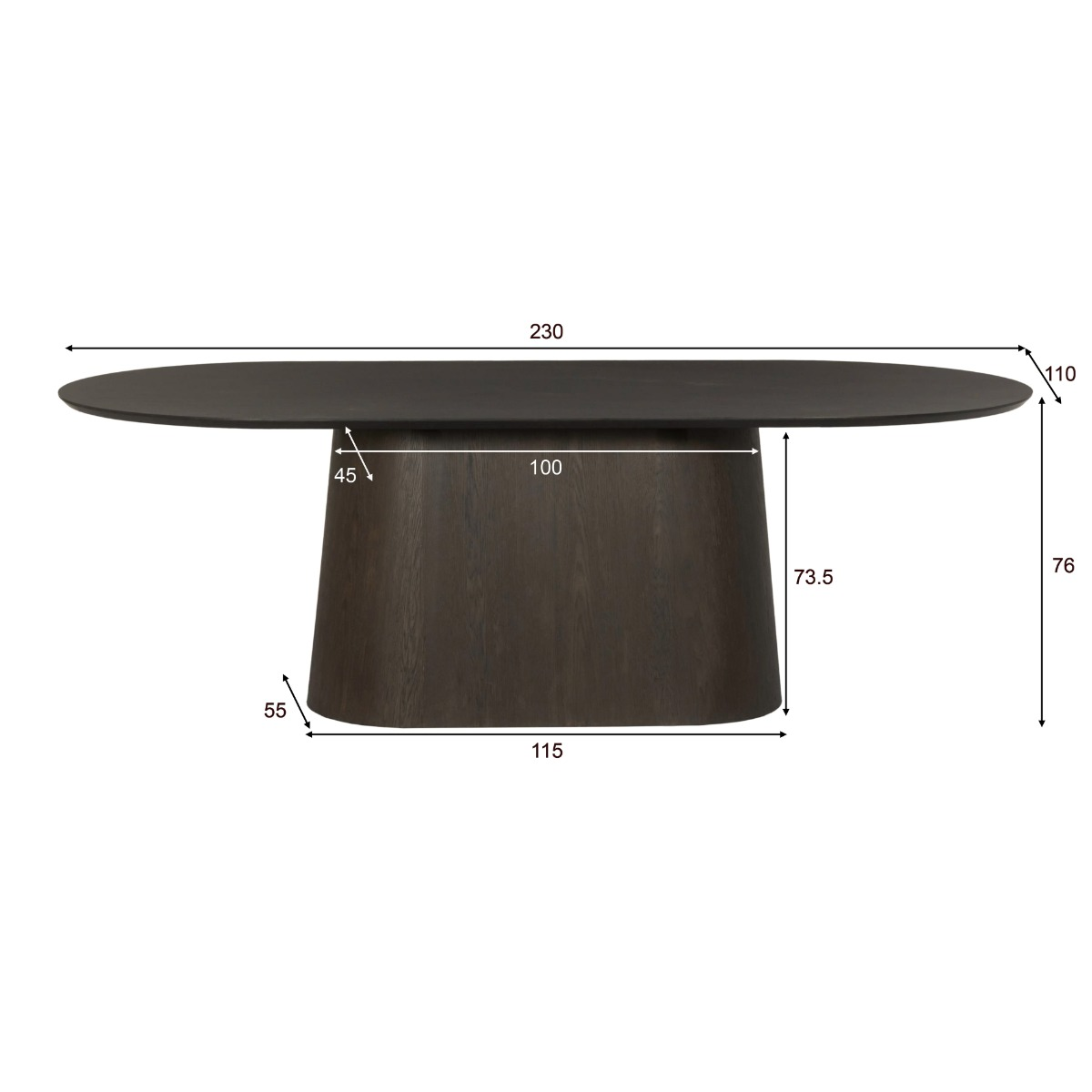 Arlo Eettafel Ovaal 230cm