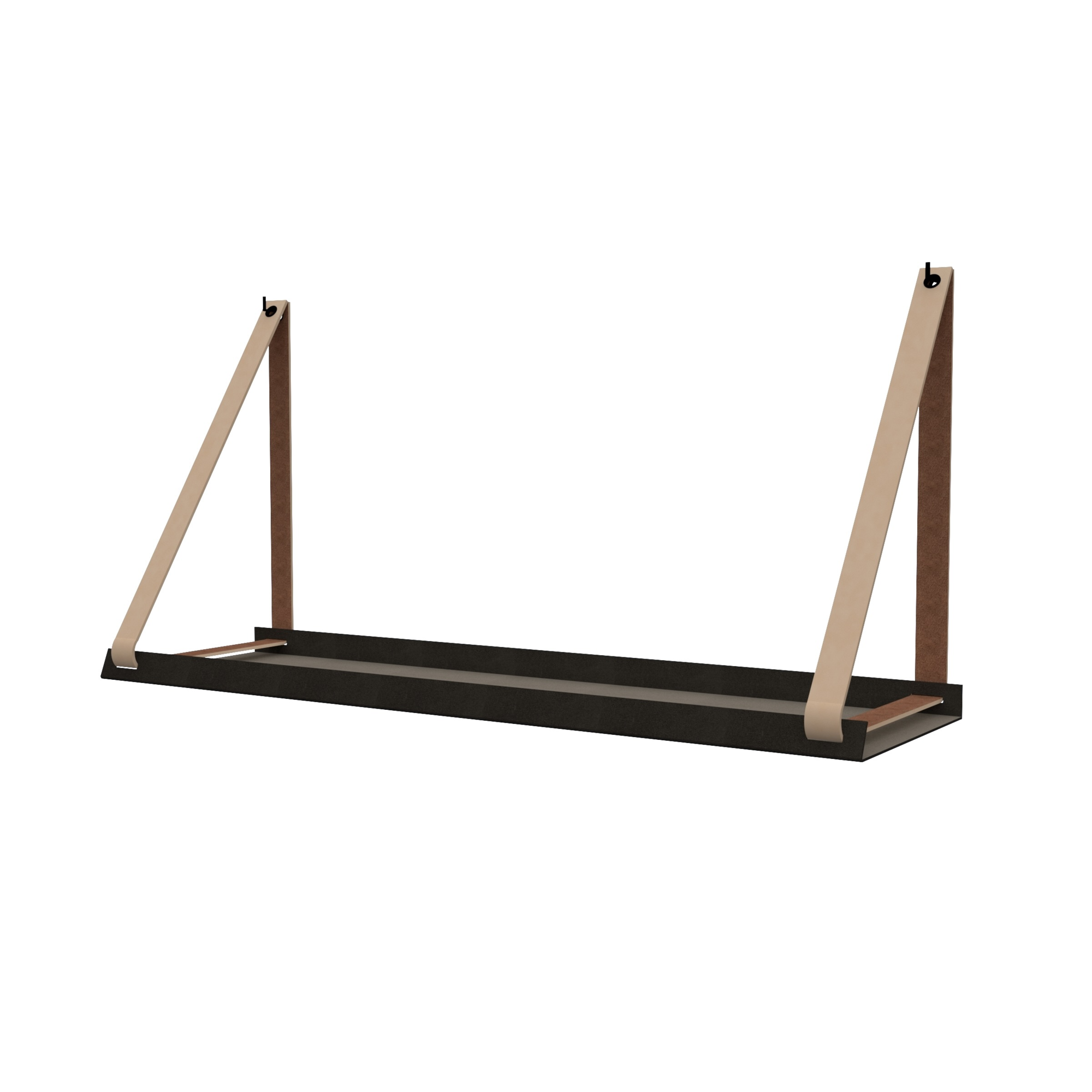 Stalen wandplank 98x20cm - incl. leren plankdragers