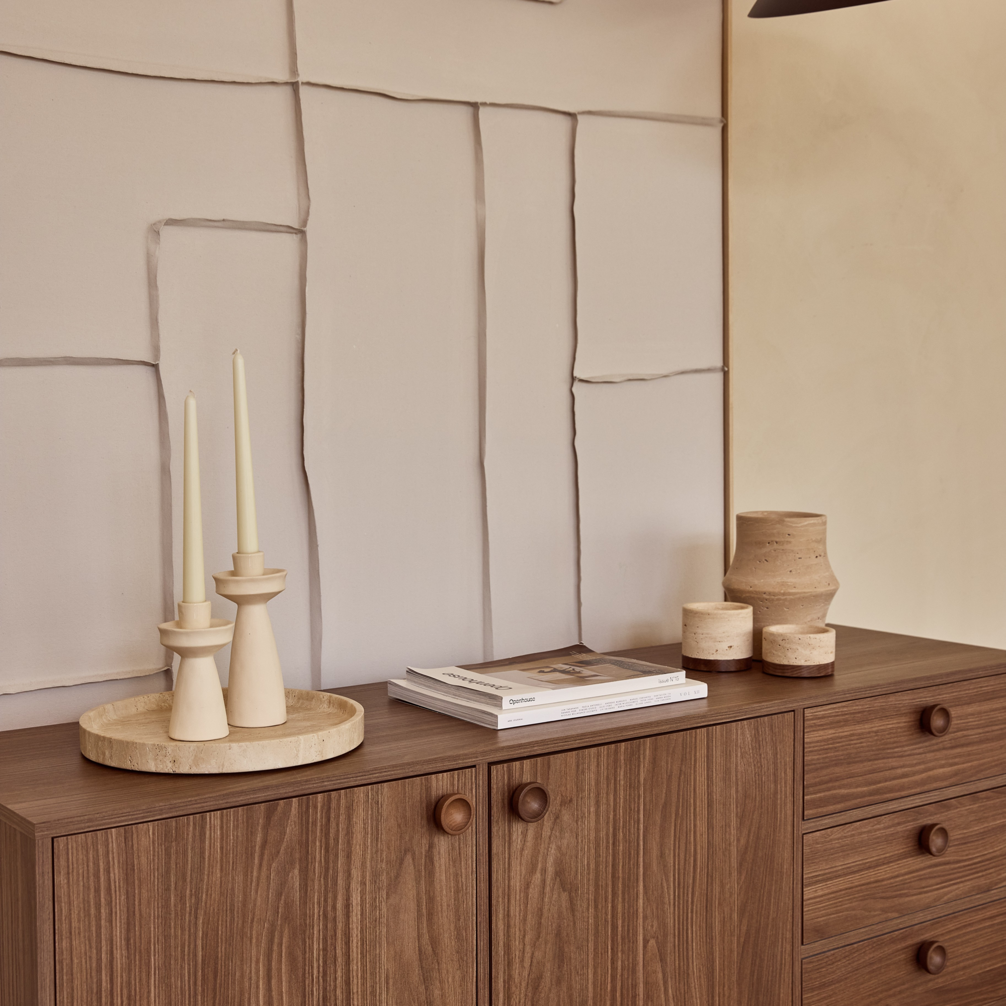 Travertine dienblad rond met rand