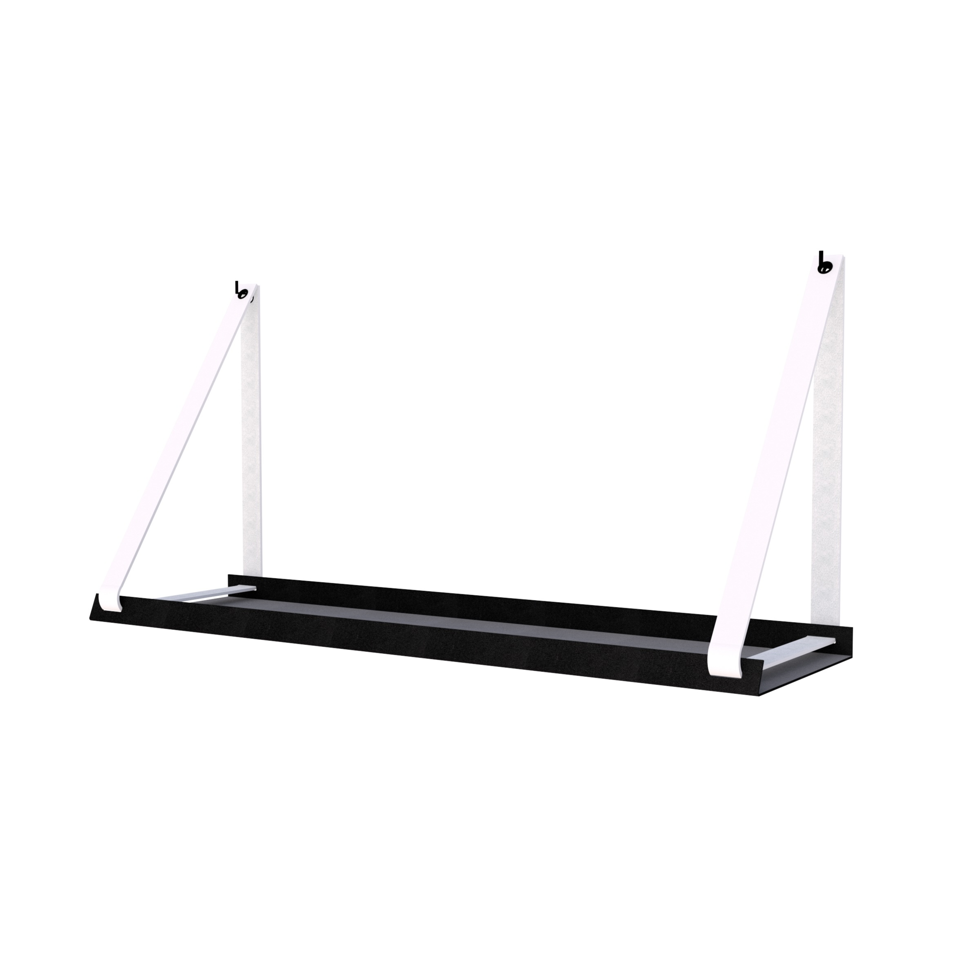 Stalen wandplank 98x20cm - incl. leren plankdragers