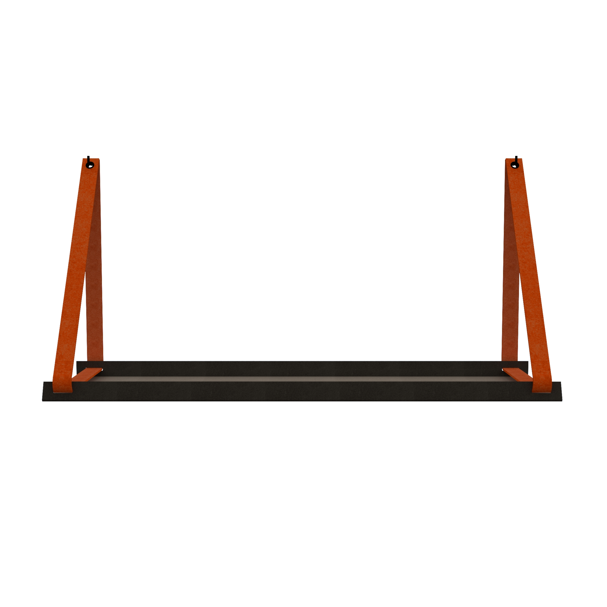 Stalen wandplank 98x20cm - incl. leren plankdragers