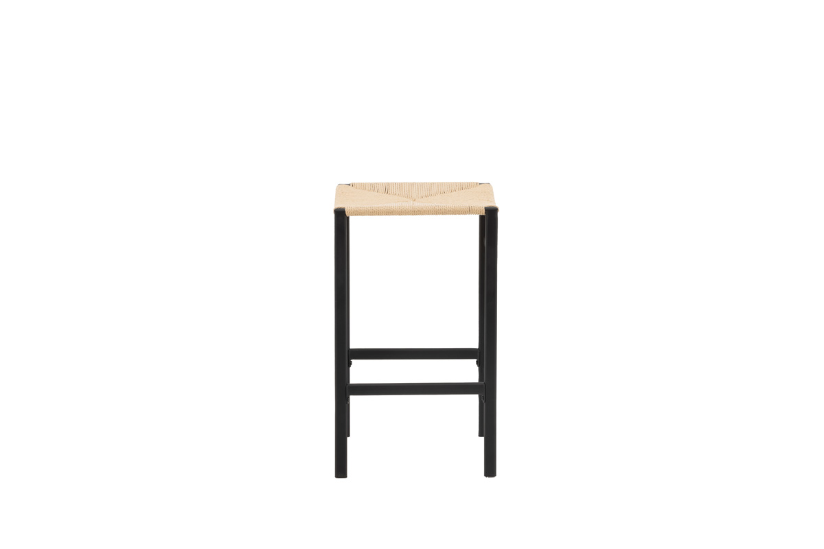 Barkurk Roan metalen zwart - met rotan zitting - 66 cm