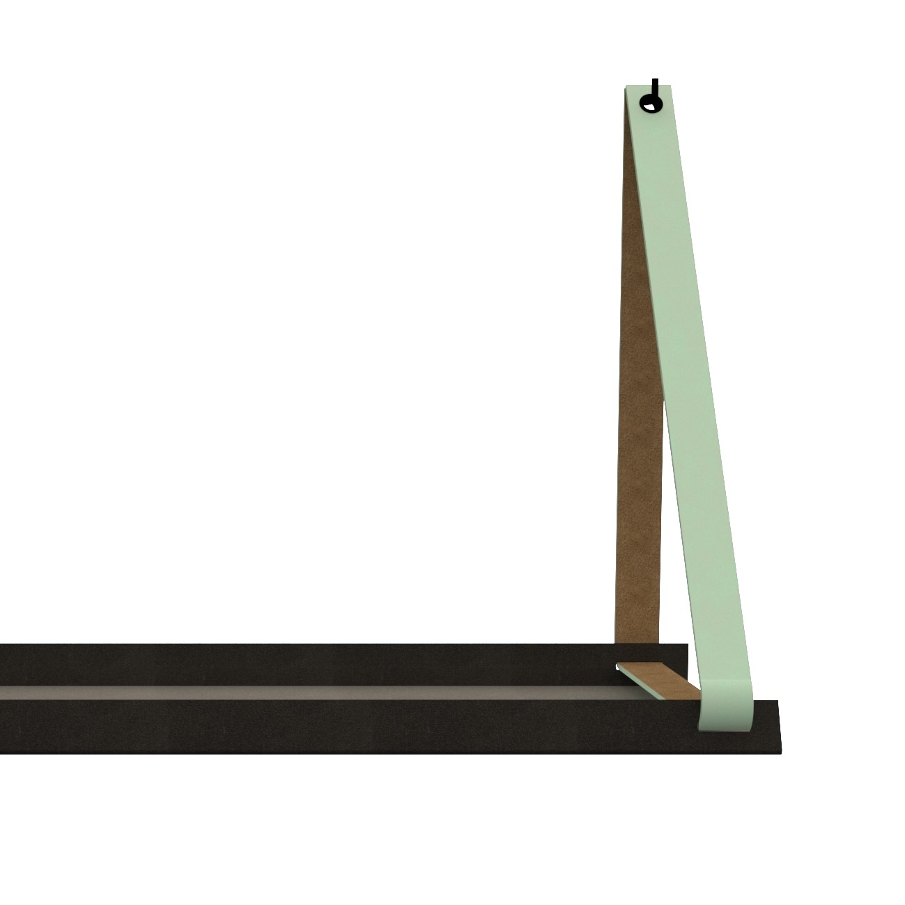 Stalen wandplank 98x20cm - incl. leren plankdragers