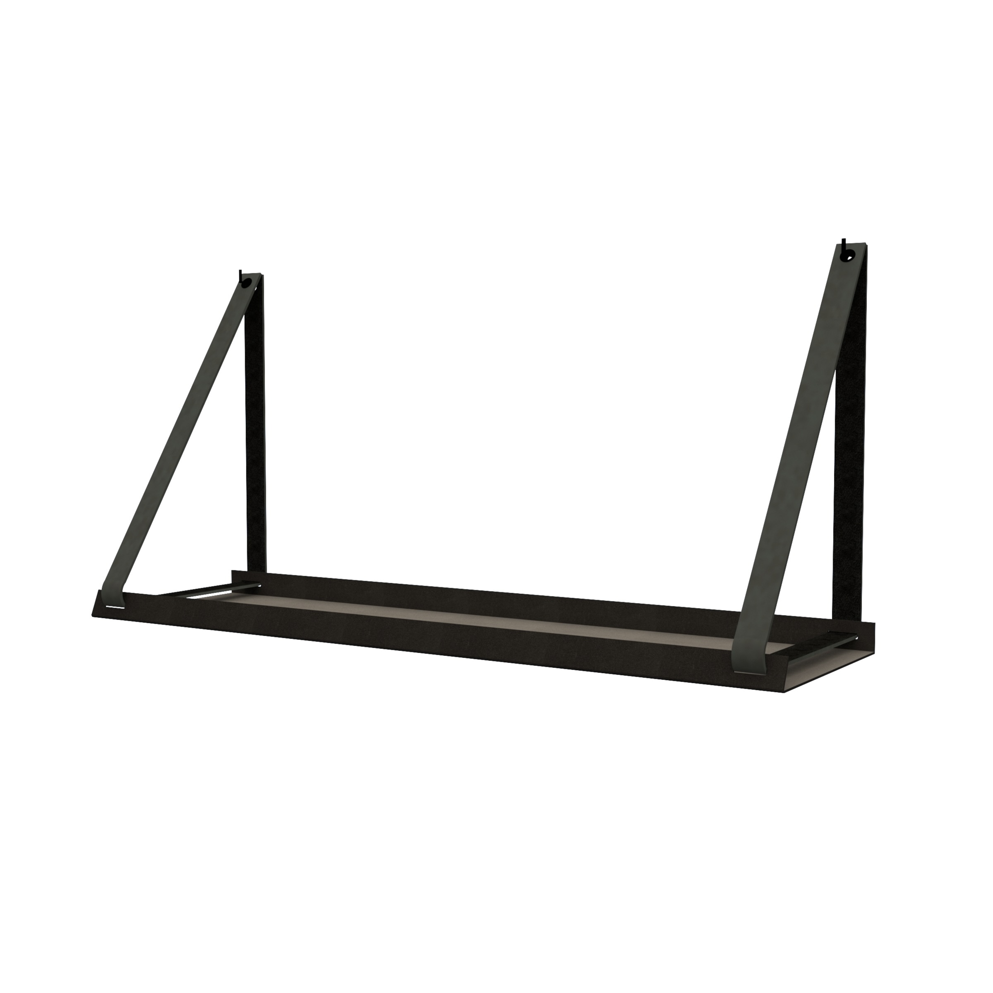 Stalen wandplank 98x20cm - incl. leren plankdragers