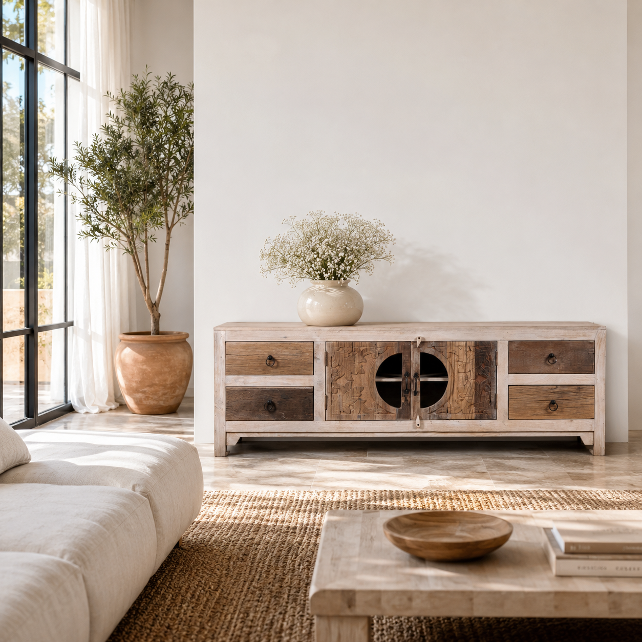 Kishen - Handgemaakt Oud Houten Lowboard