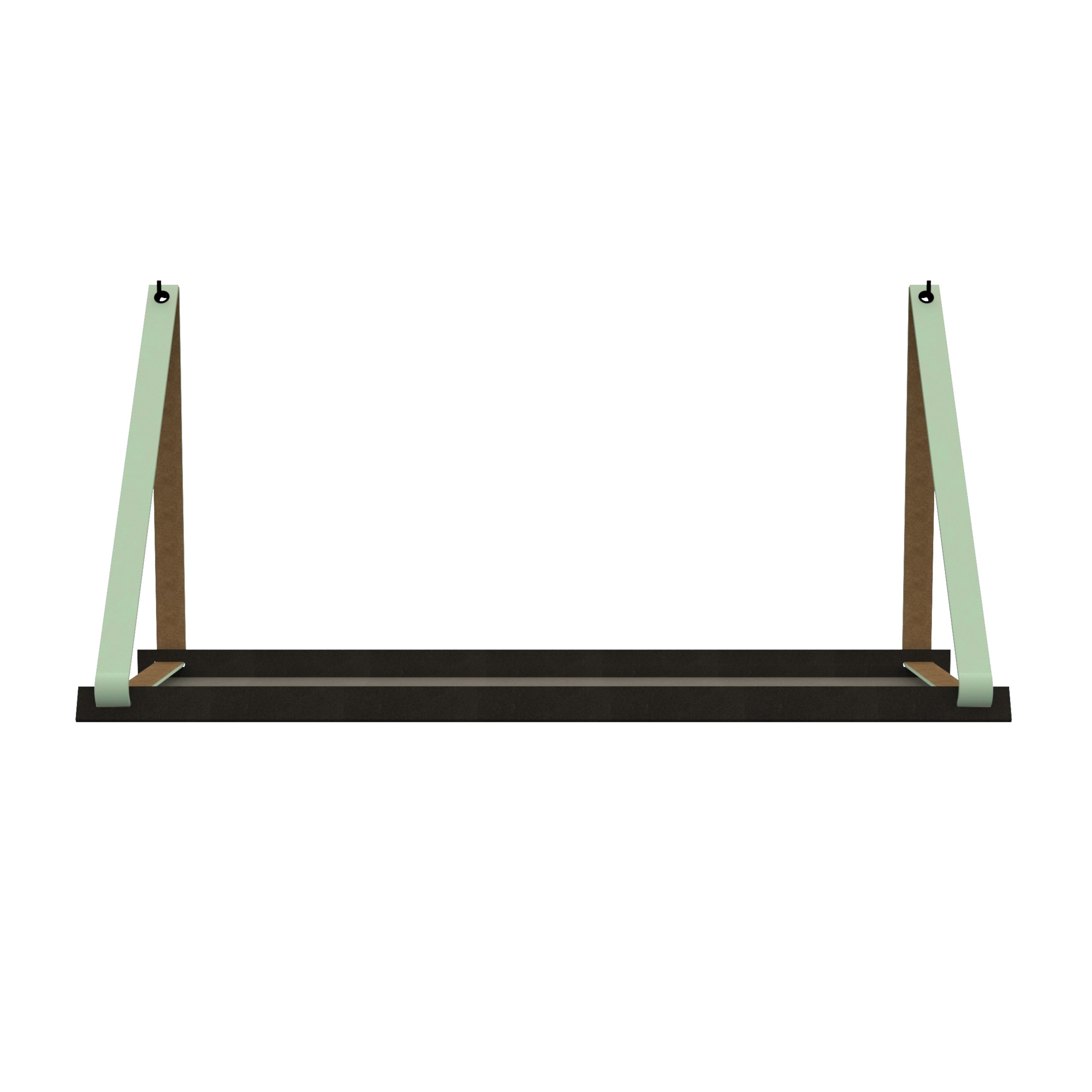 Stalen wandplank 98x20cm - incl. leren plankdragers