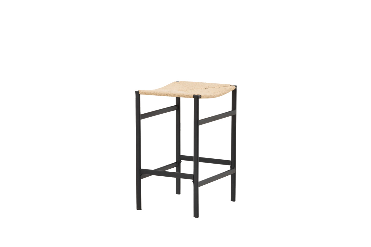 Barkurk Roan metalen zwart - met rotan zitting - 66 cm