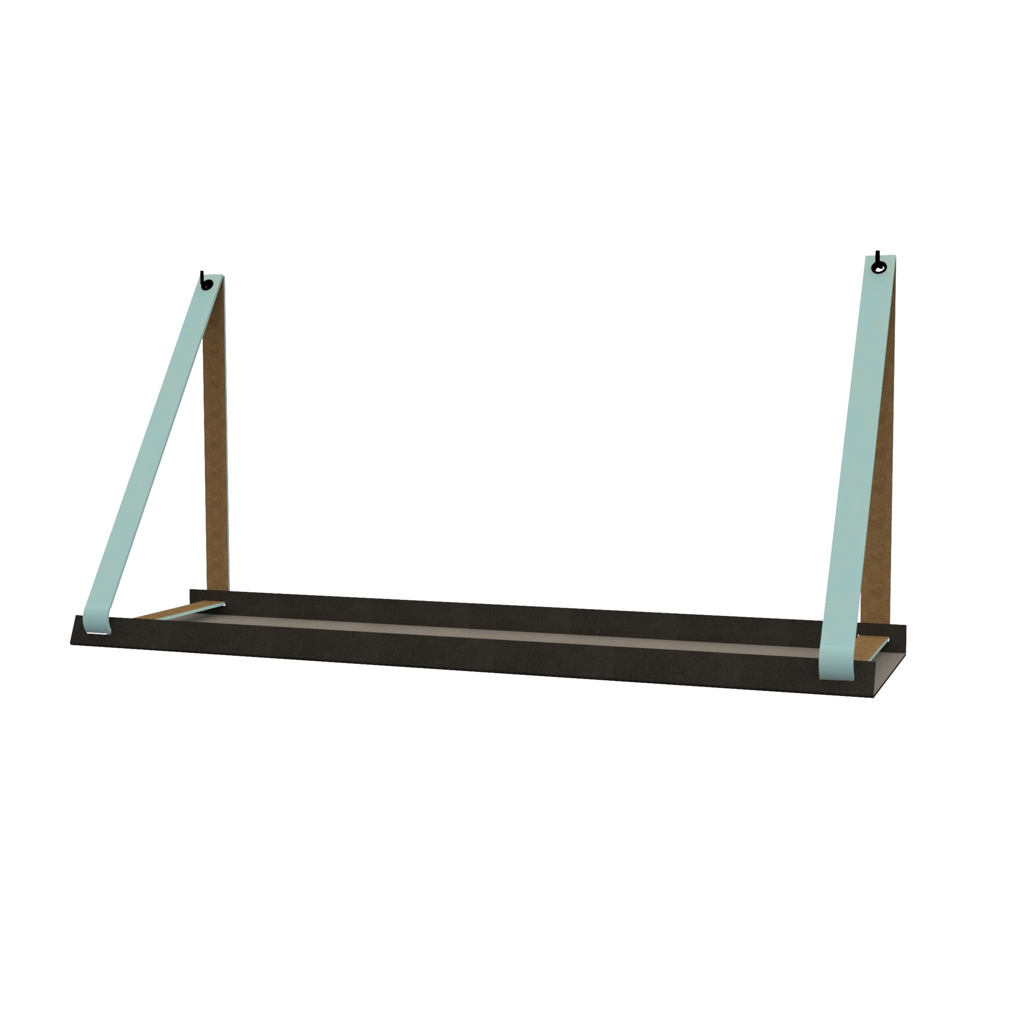 Stalen wandplank 98x20cm - incl. leren plankdragers