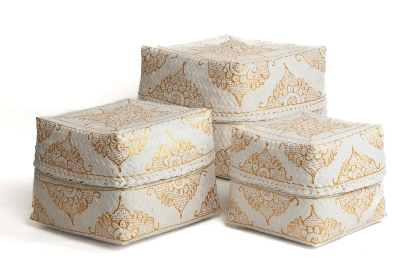 Dozen / Manden bamboe - set van 3 wit goud