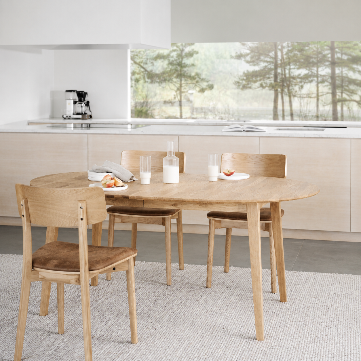 Eettafel Filippa uitschuifbare houten naturel - 170 x 105 cm