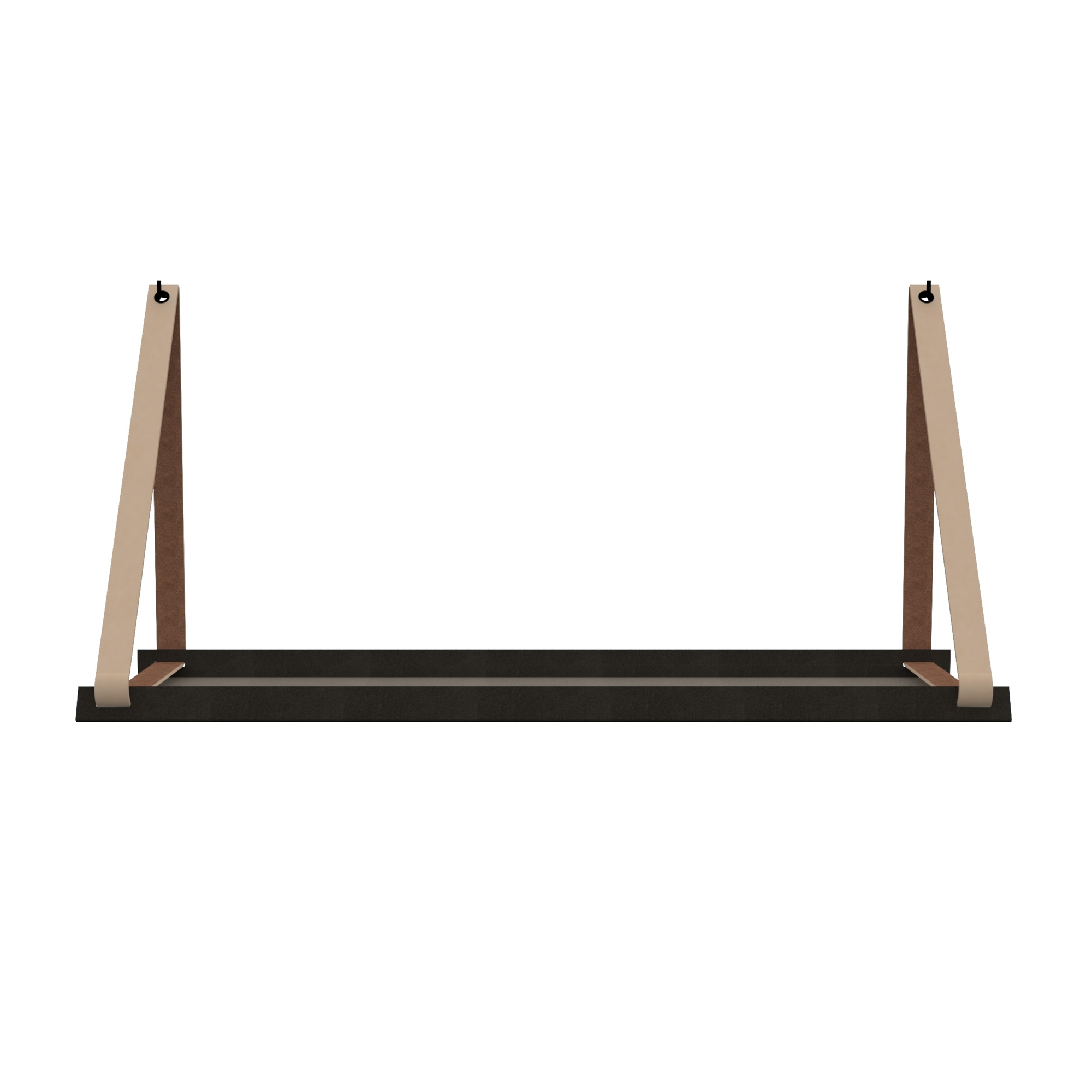 Stalen wandplank 98x20cm - incl. leren plankdragers