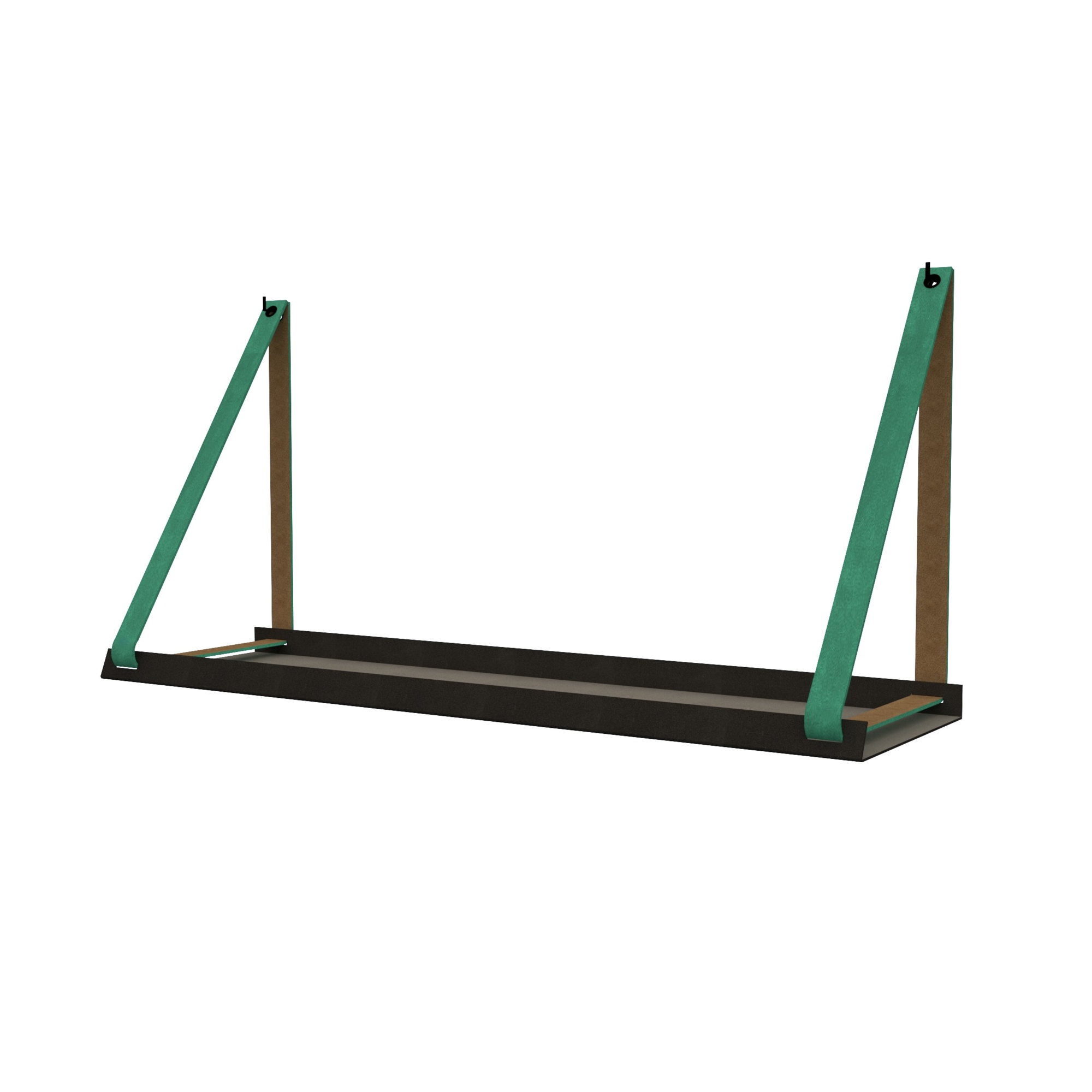 Stalen wandplank 98x20cm - incl. leren plankdragers