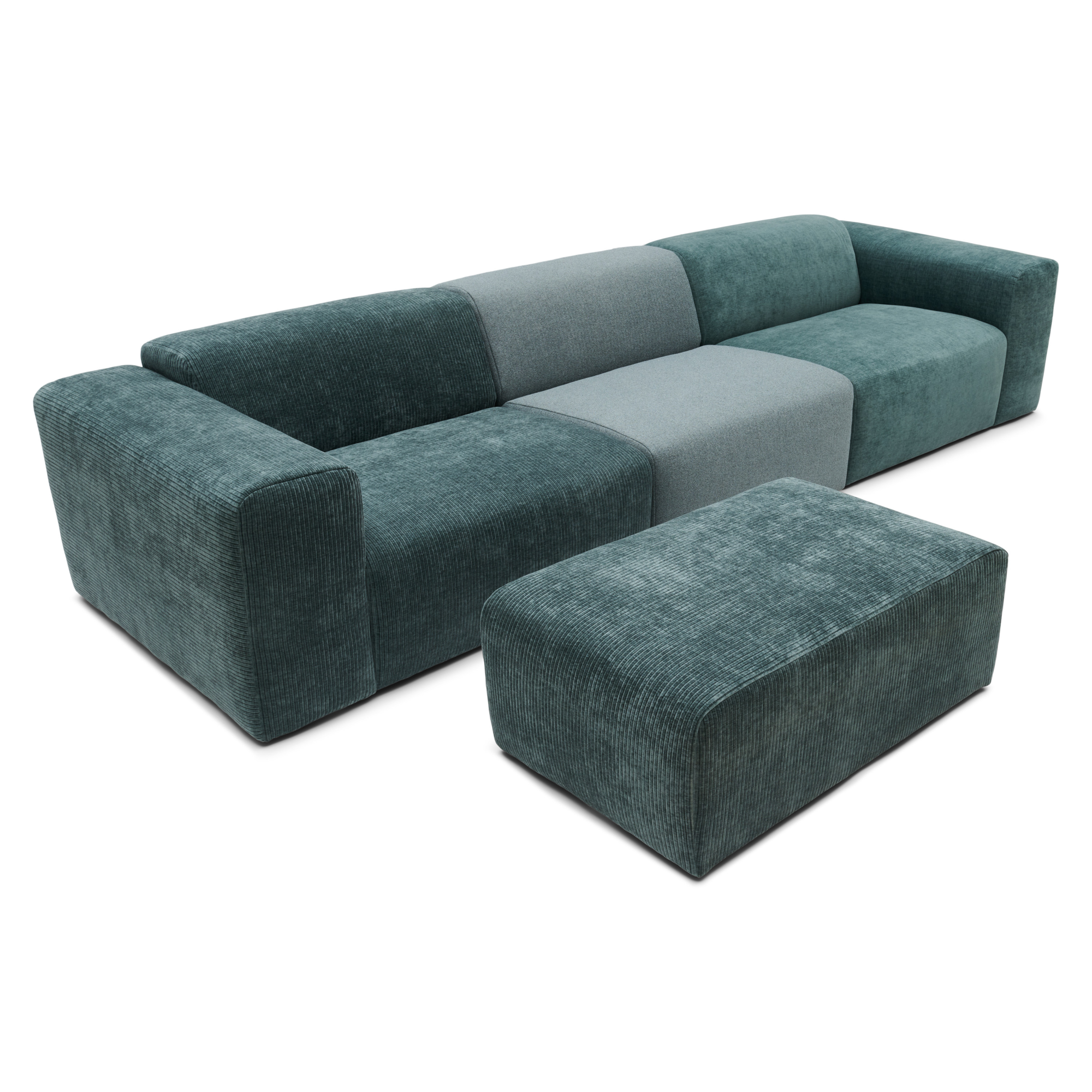 4-zitsbank met hocker Oscar Ocean blue