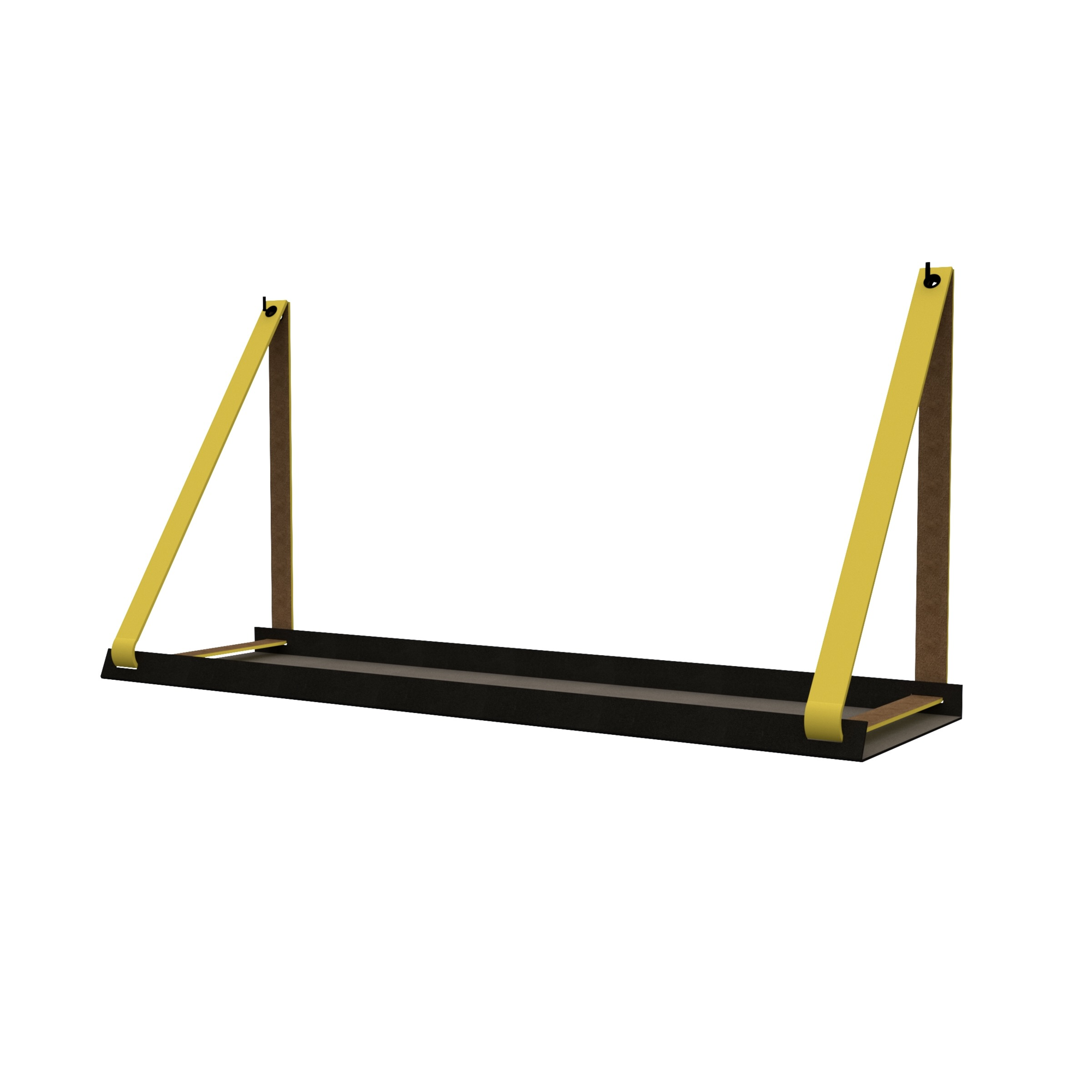Stalen wandplank 98x20cm - incl. leren plankdragers