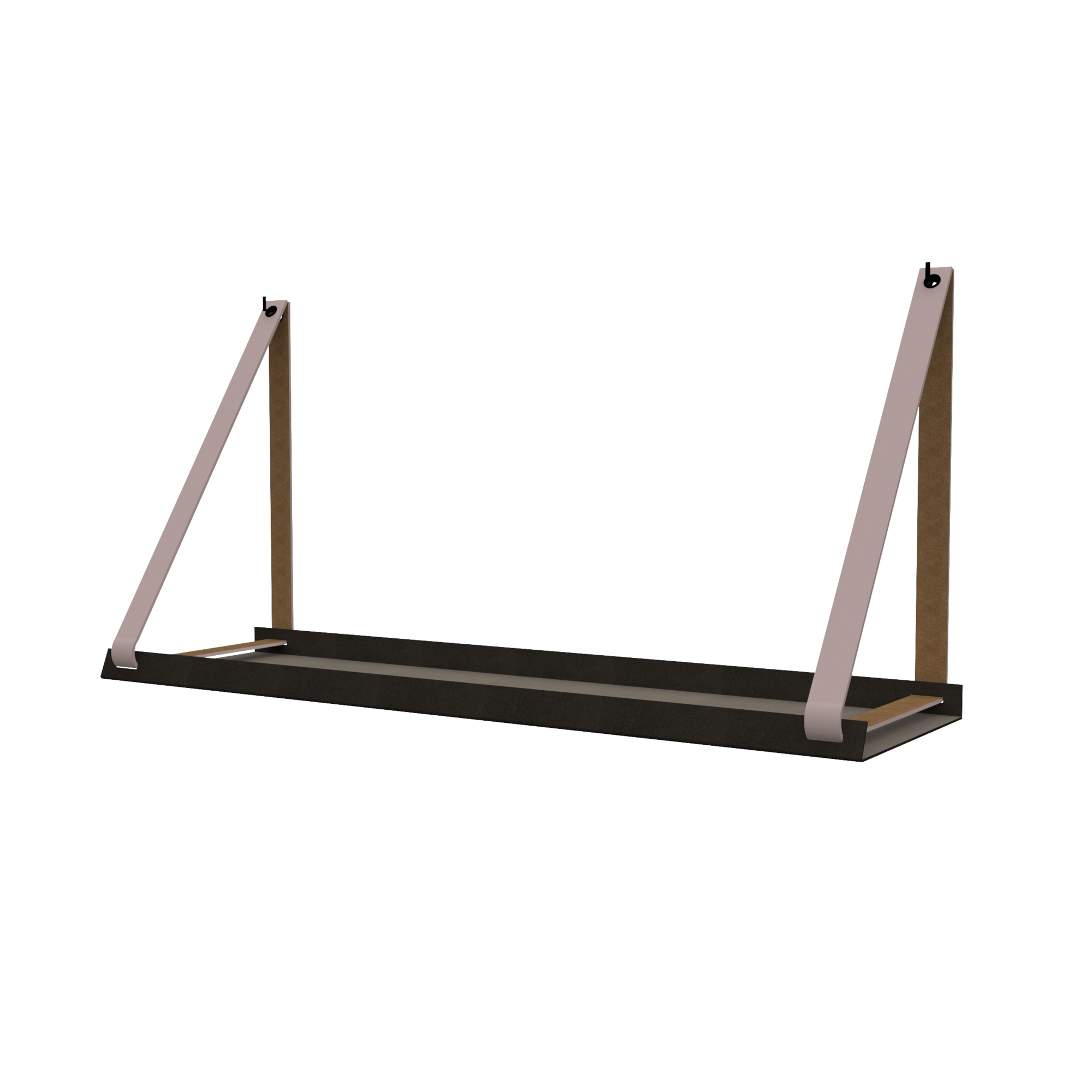 Stalen wandplank 98x20cm - incl. leren plankdragers