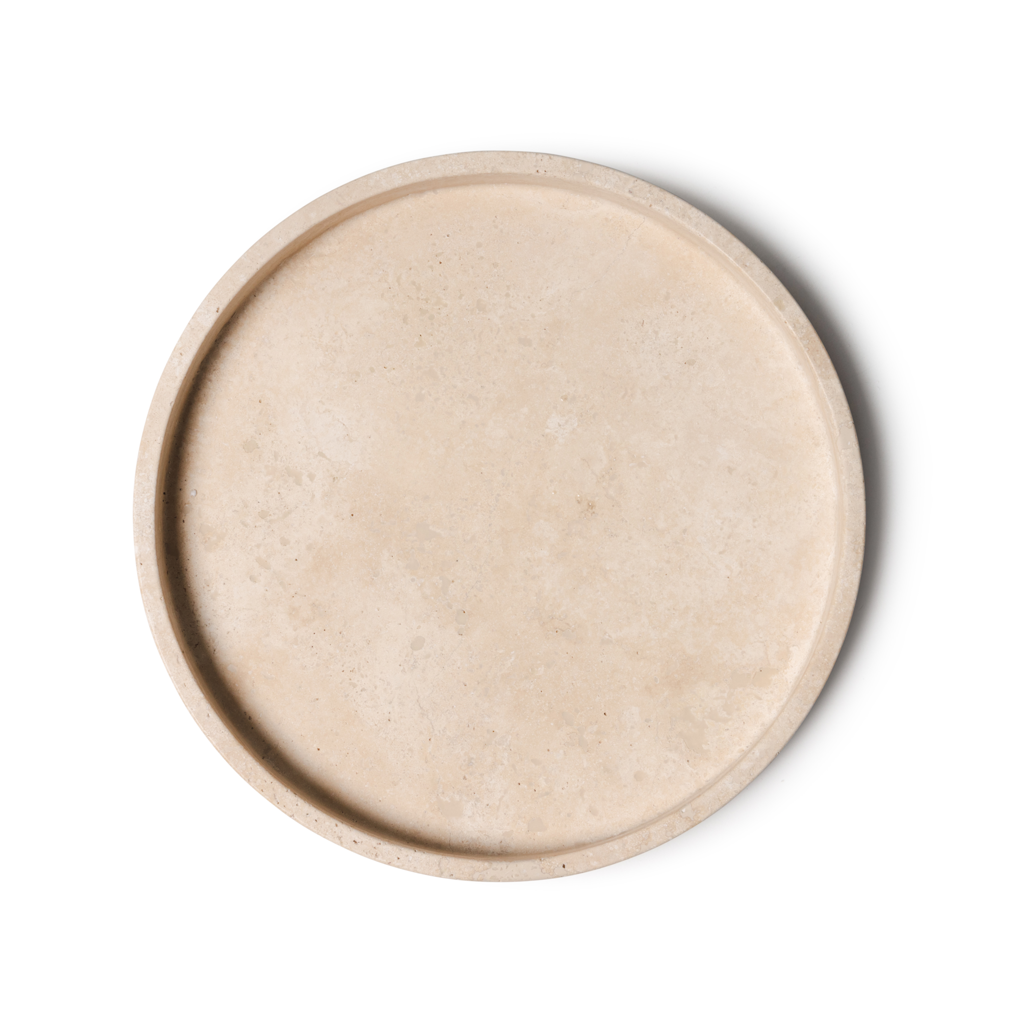 Travertine dienblad rond met rand