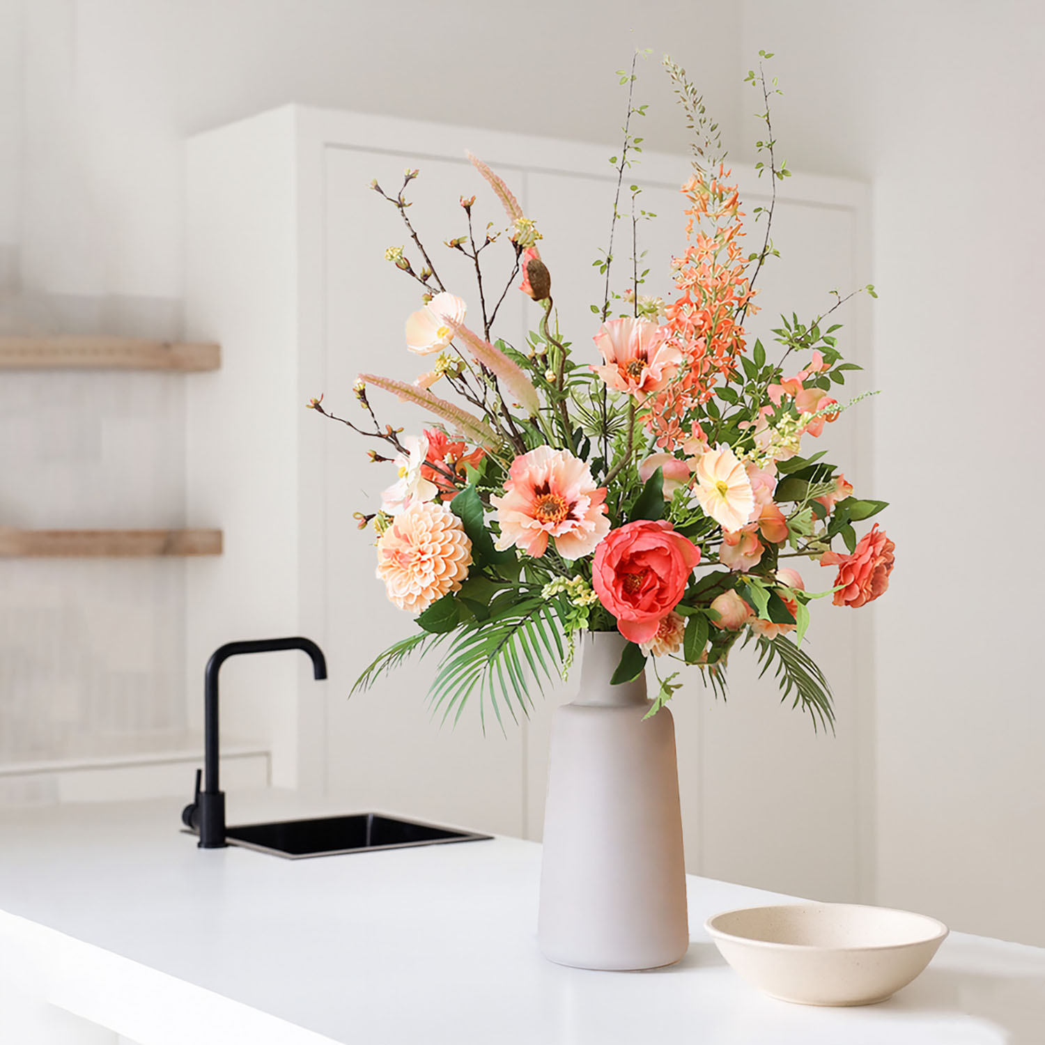 Zijden boeket Liora Peach