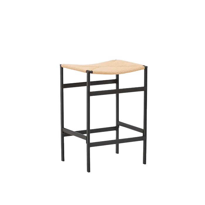 Barkurk Roan metalen zwart - met rotan zitting - 66 cm