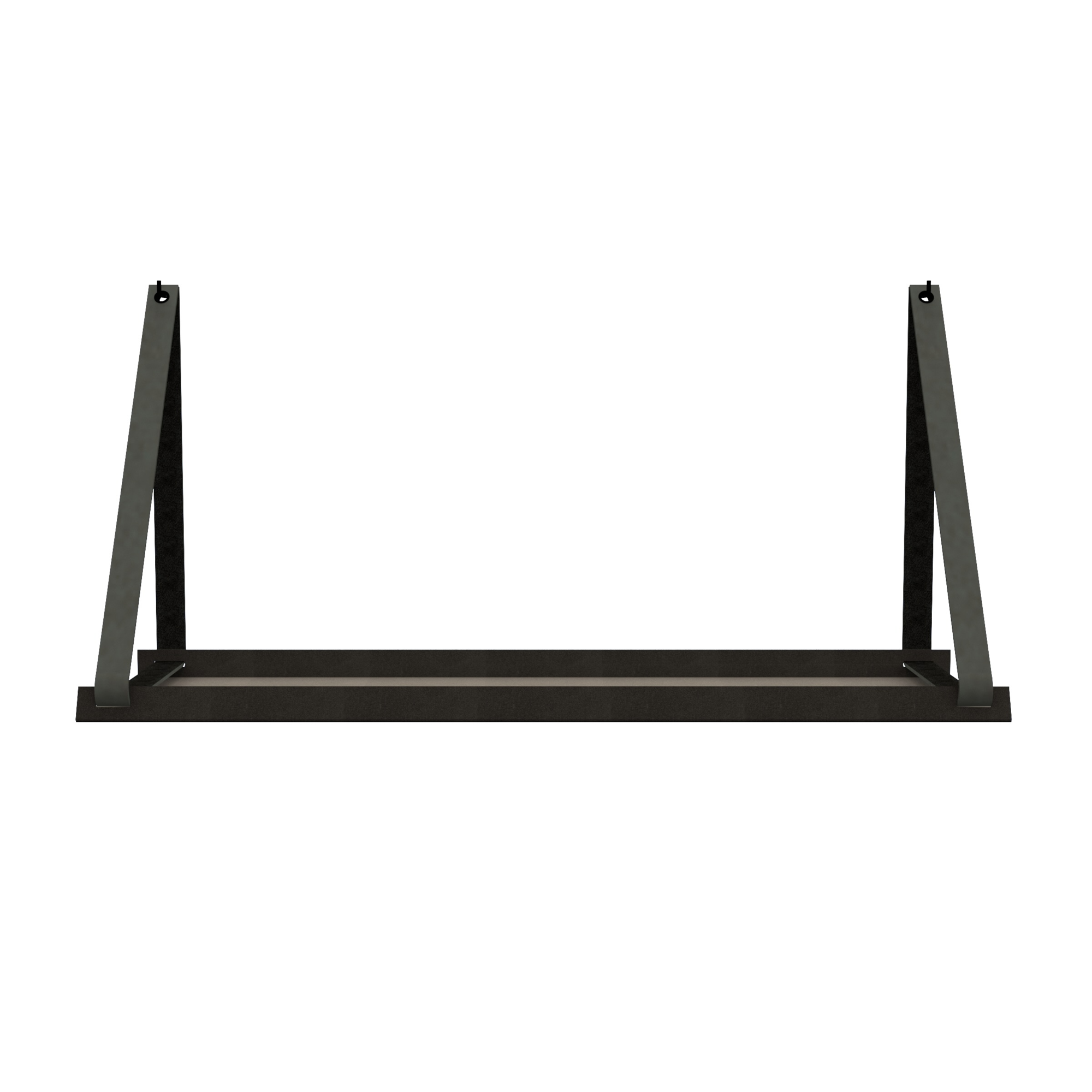 Stalen wandplank 98x20cm - incl. leren plankdragers