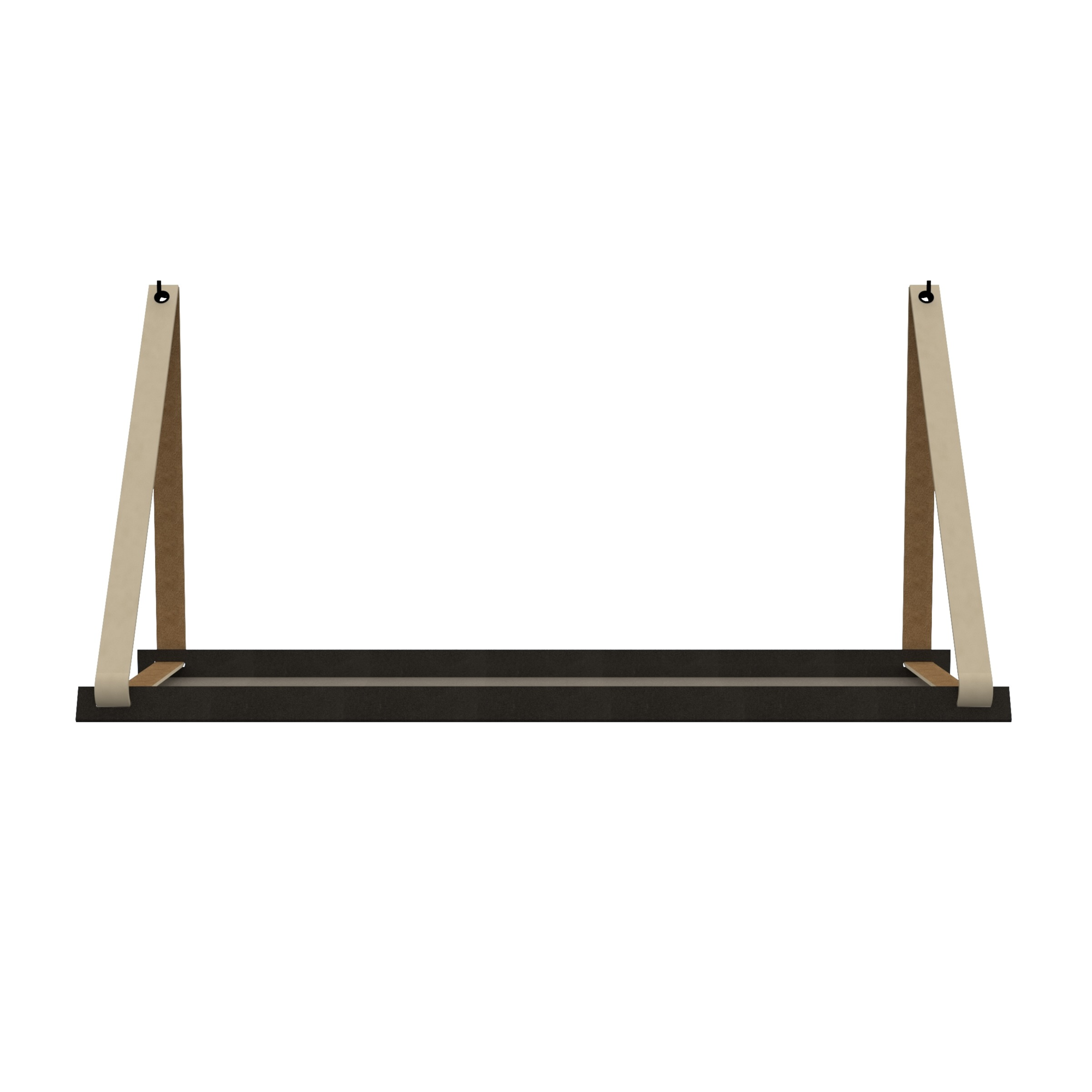 Stalen wandplank 98x20cm - incl. leren plankdragers
