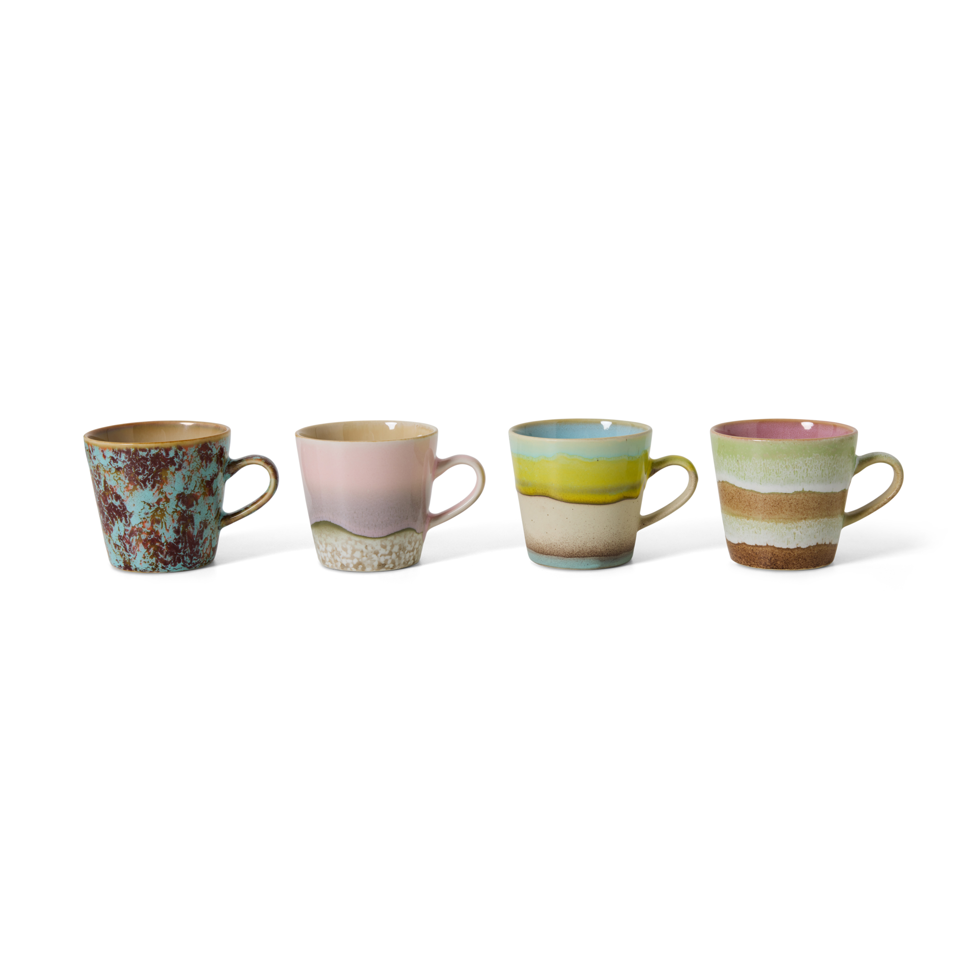 70s ceramics: americano mugs, rococo (set of 4)