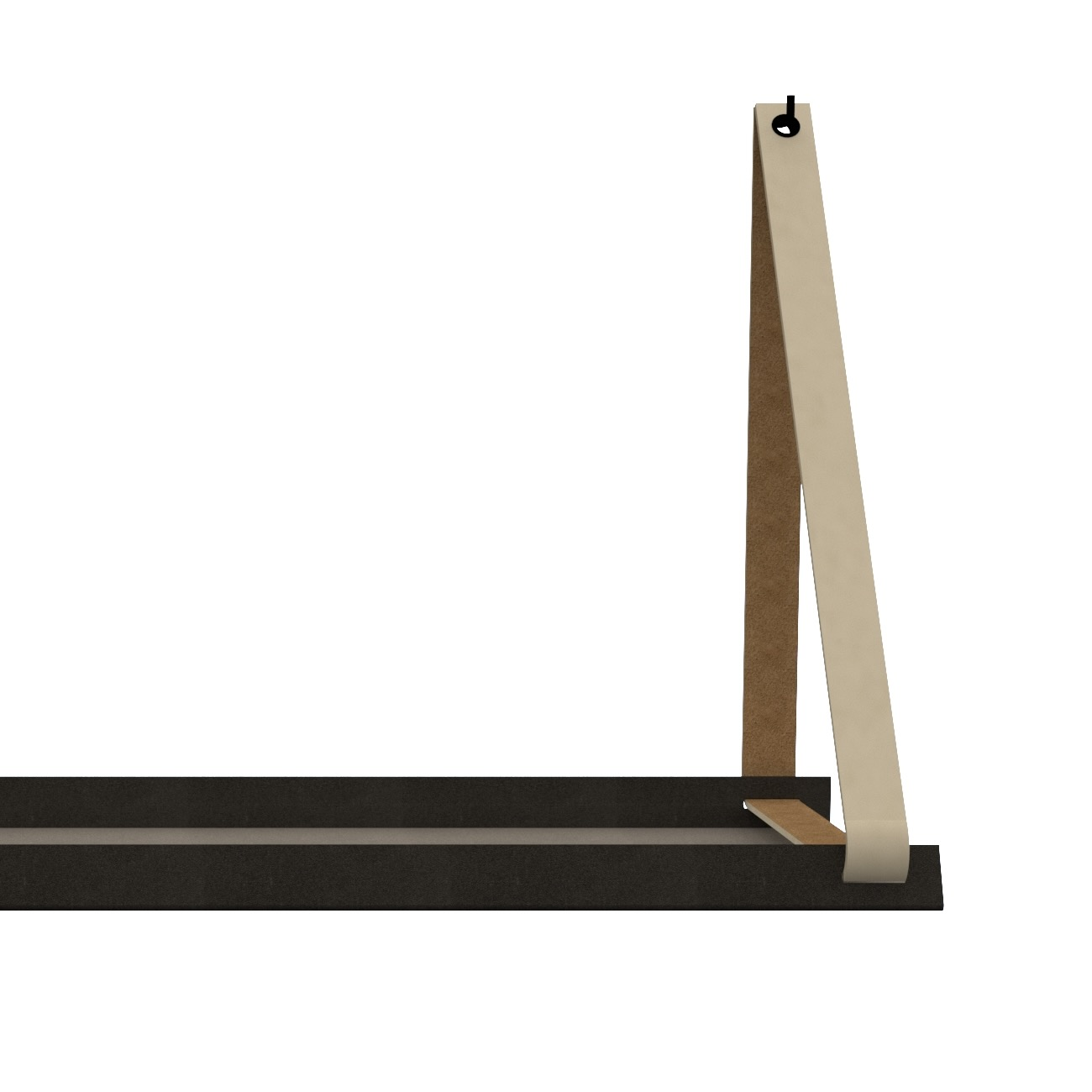Stalen wandplank 98x20cm - incl. leren plankdragers