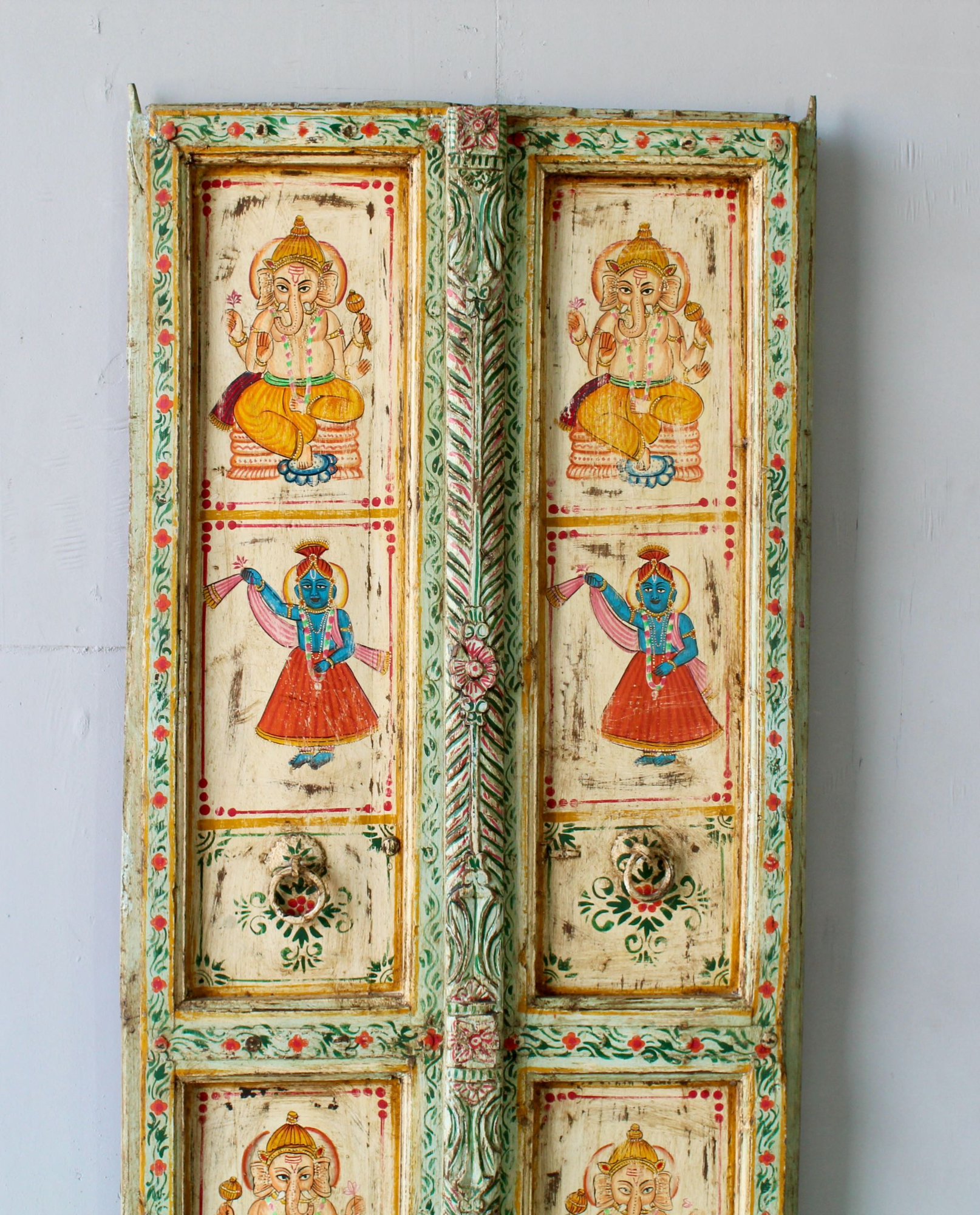 Aum - Indiaas Teakhouten Deur Paneel 180cm