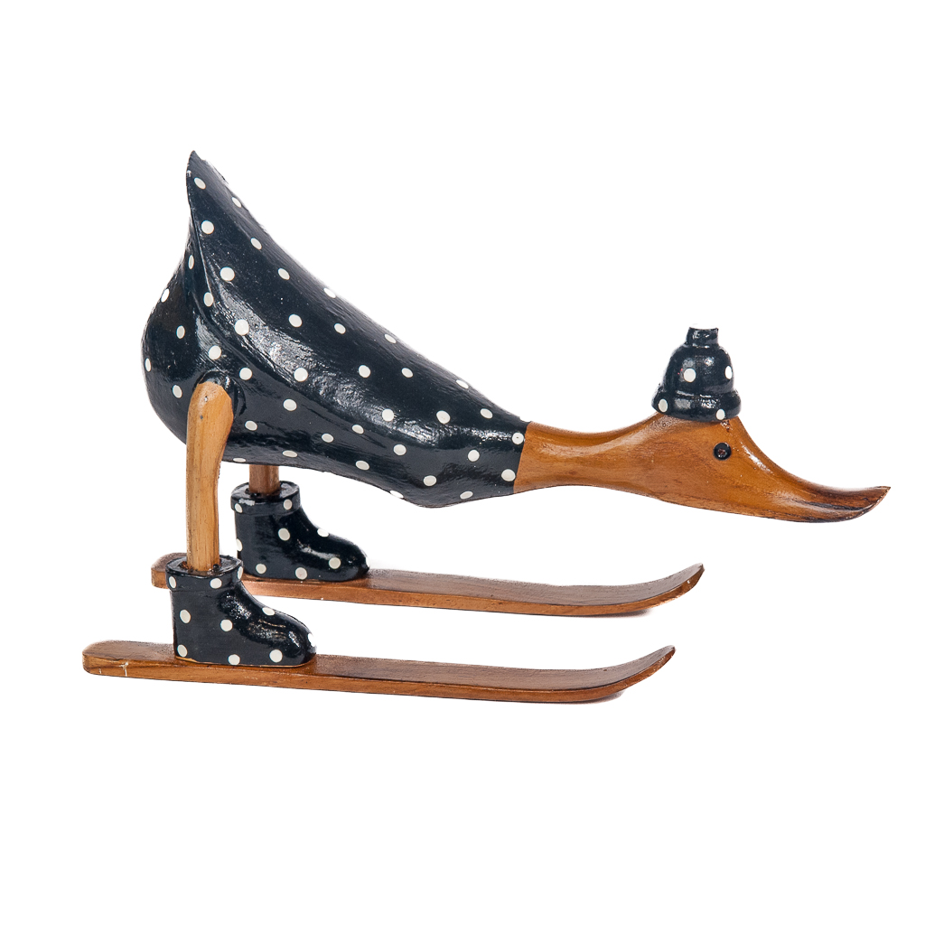 Houten eend - ski's zwart