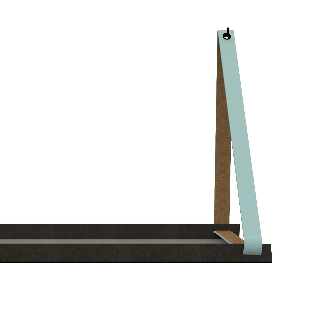 Stalen wandplank 98x20cm - incl. leren plankdragers