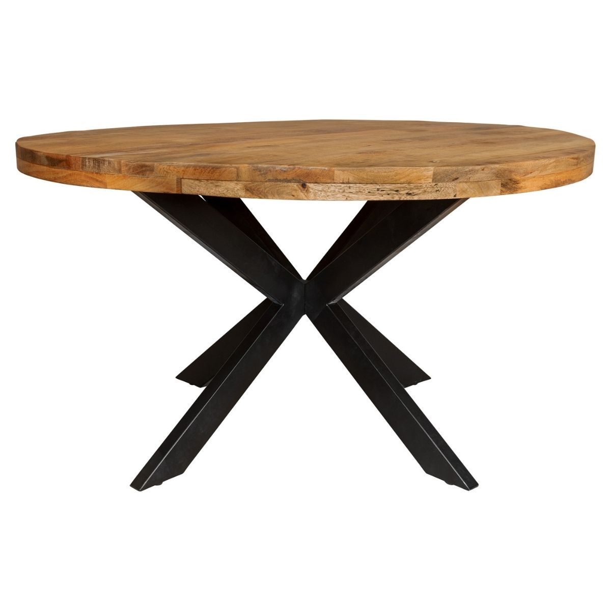 Ronde mangohouten eettafel Marcela met matrix onderstel - 4 formaten