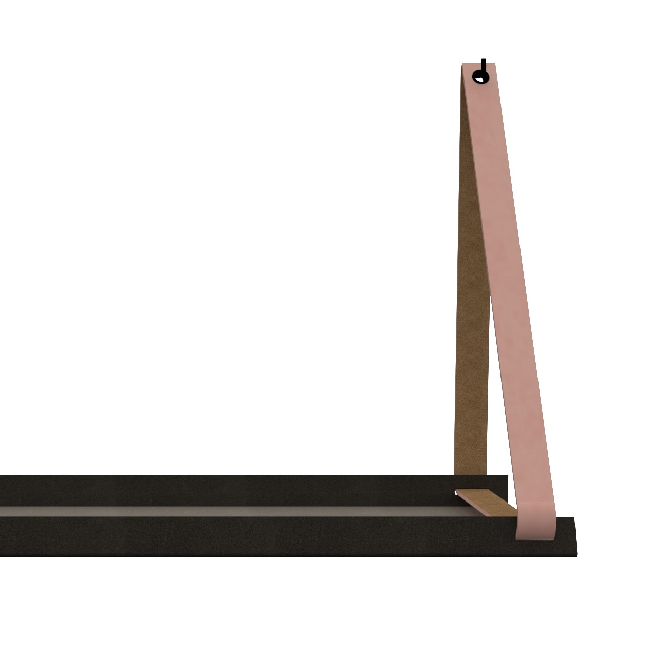 Stalen wandplank 98x20cm - incl. leren plankdragers