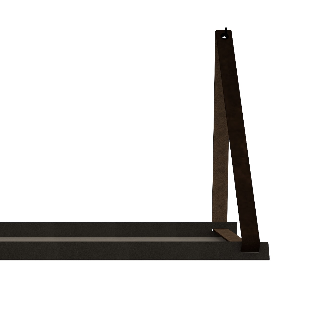 Stalen wandplank 98x20cm - incl. leren plankdragers