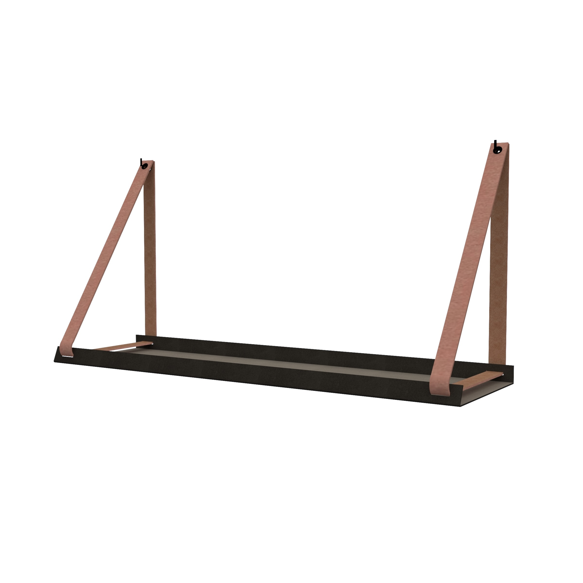 Stalen wandplank 98x20cm - incl. leren plankdragers