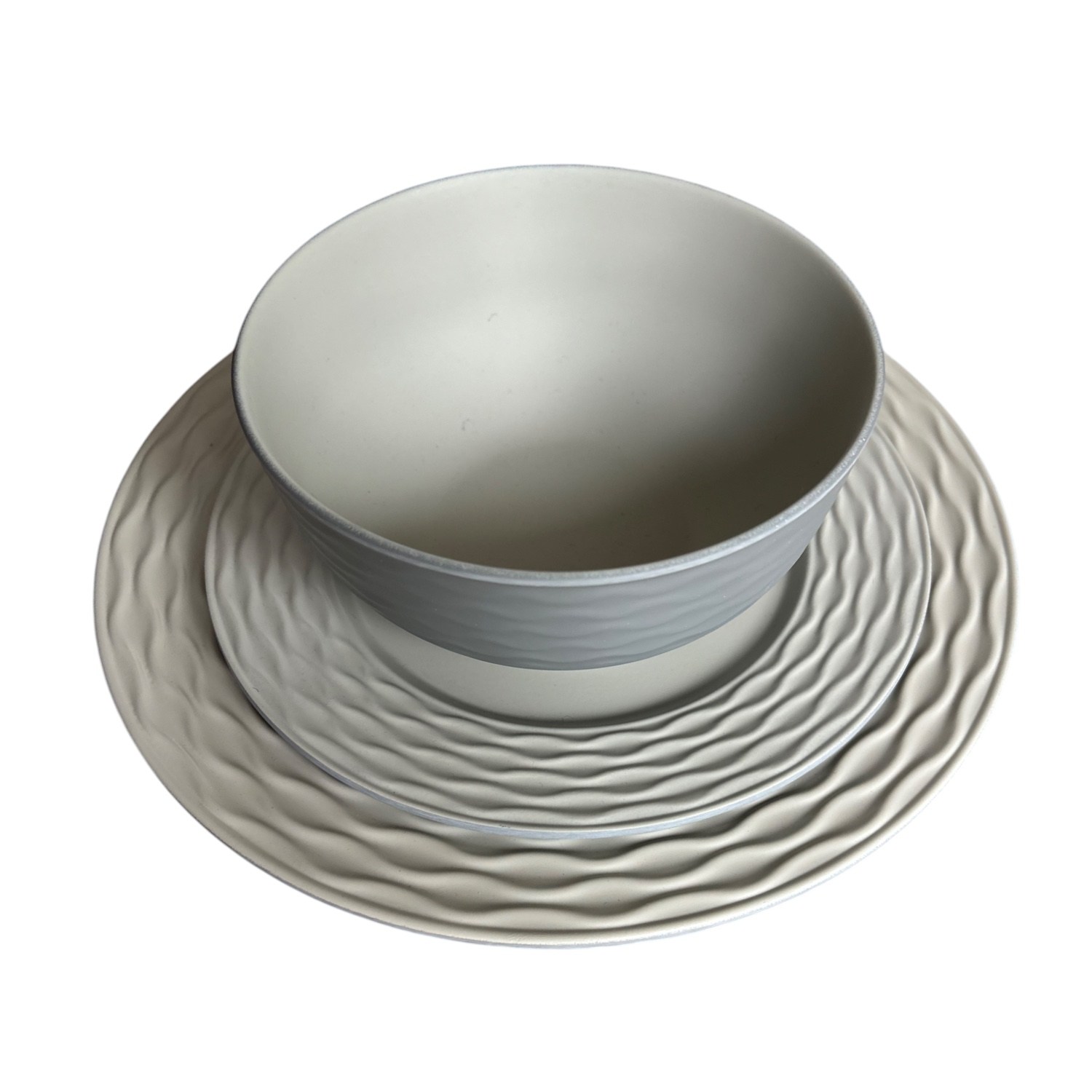 Flamefield Ripple Sand 12-delig melamine servies zand/grijs