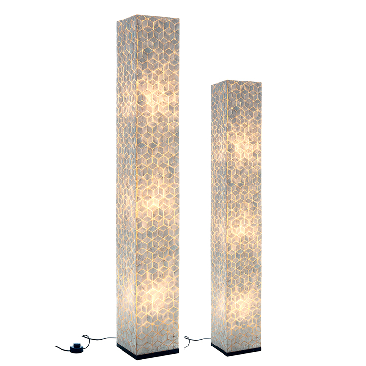 Vloerlamp vierkant Cubes white capiz