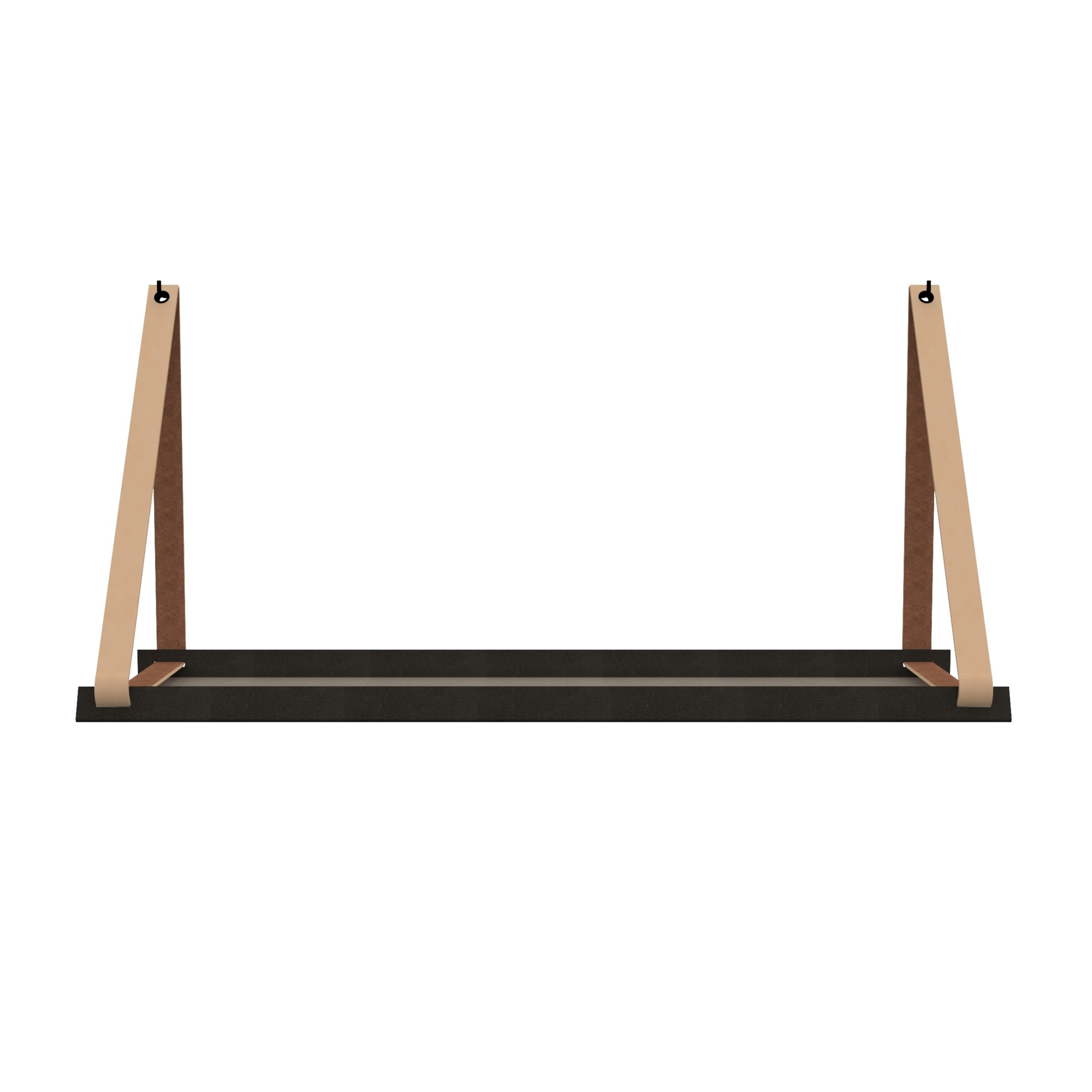 Stalen wandplank 98x20cm - incl. leren plankdragers