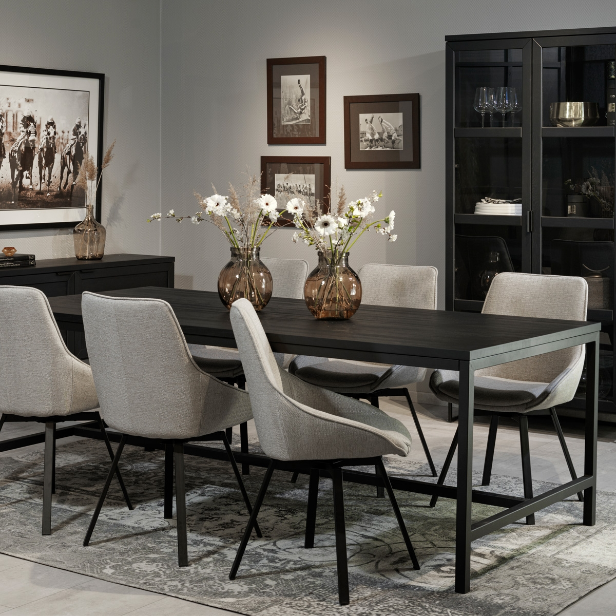 Eettafel Everett houten zwart - 220 x 100 cm