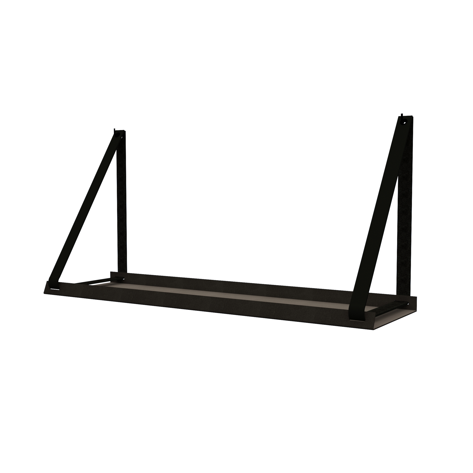 Stalen wandplank 98x20cm - incl. leren plankdragers